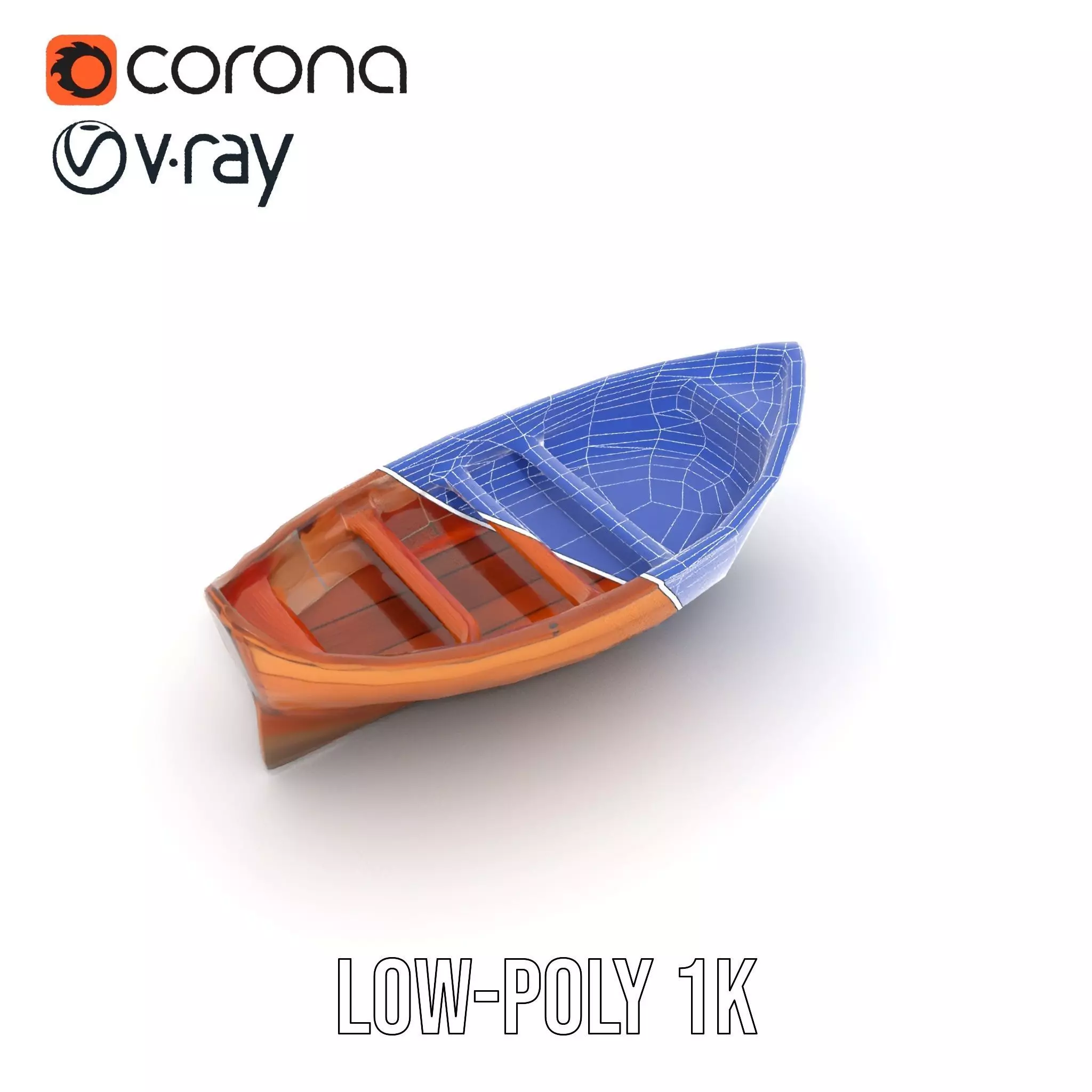 Wooden Rowboat Model Pack Low-poly 3D model_31