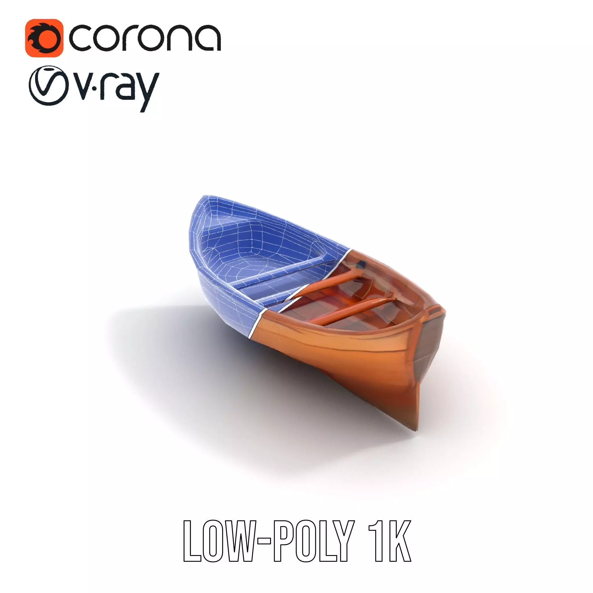 Wooden Rowboat Model Pack Low-poly 3D model_28