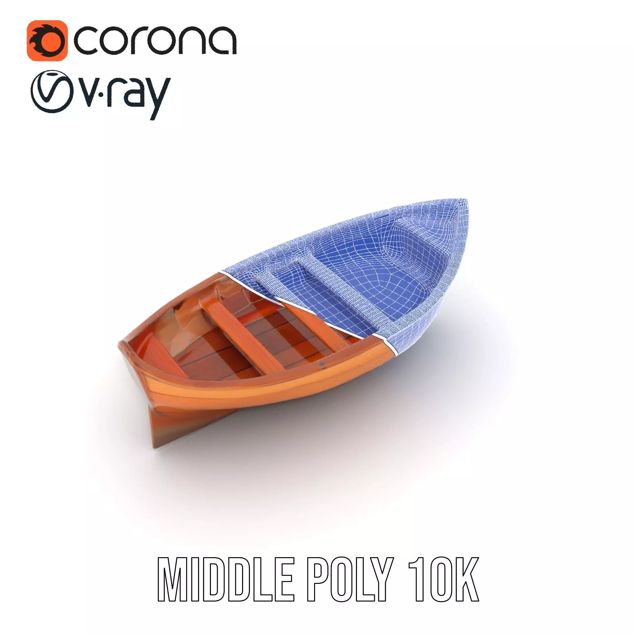Wooden Rowboat Model Pack Low-poly 3D model_21