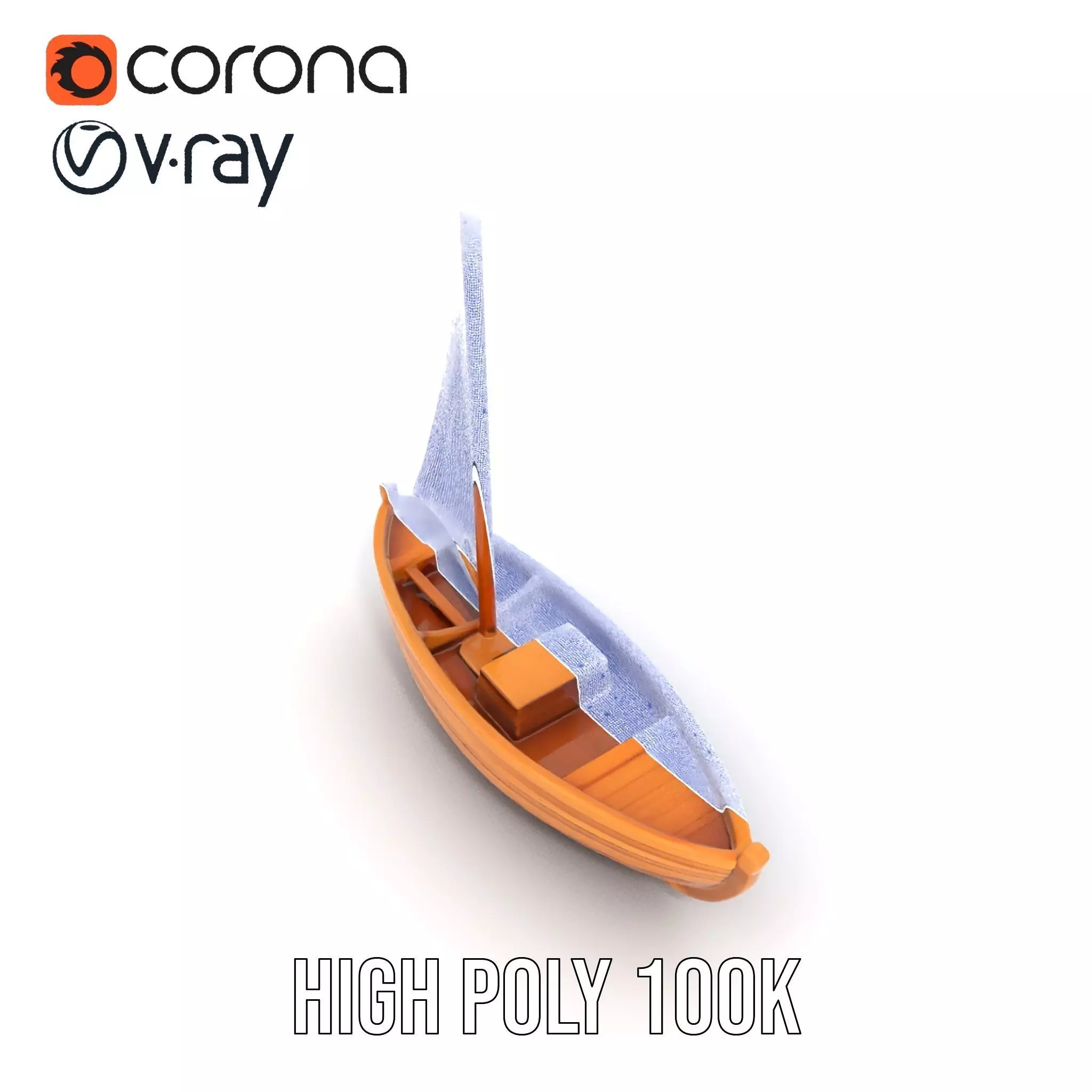 Wooden Sailboat Model Pack for Nautical Scenes Low-poly 3D model_17