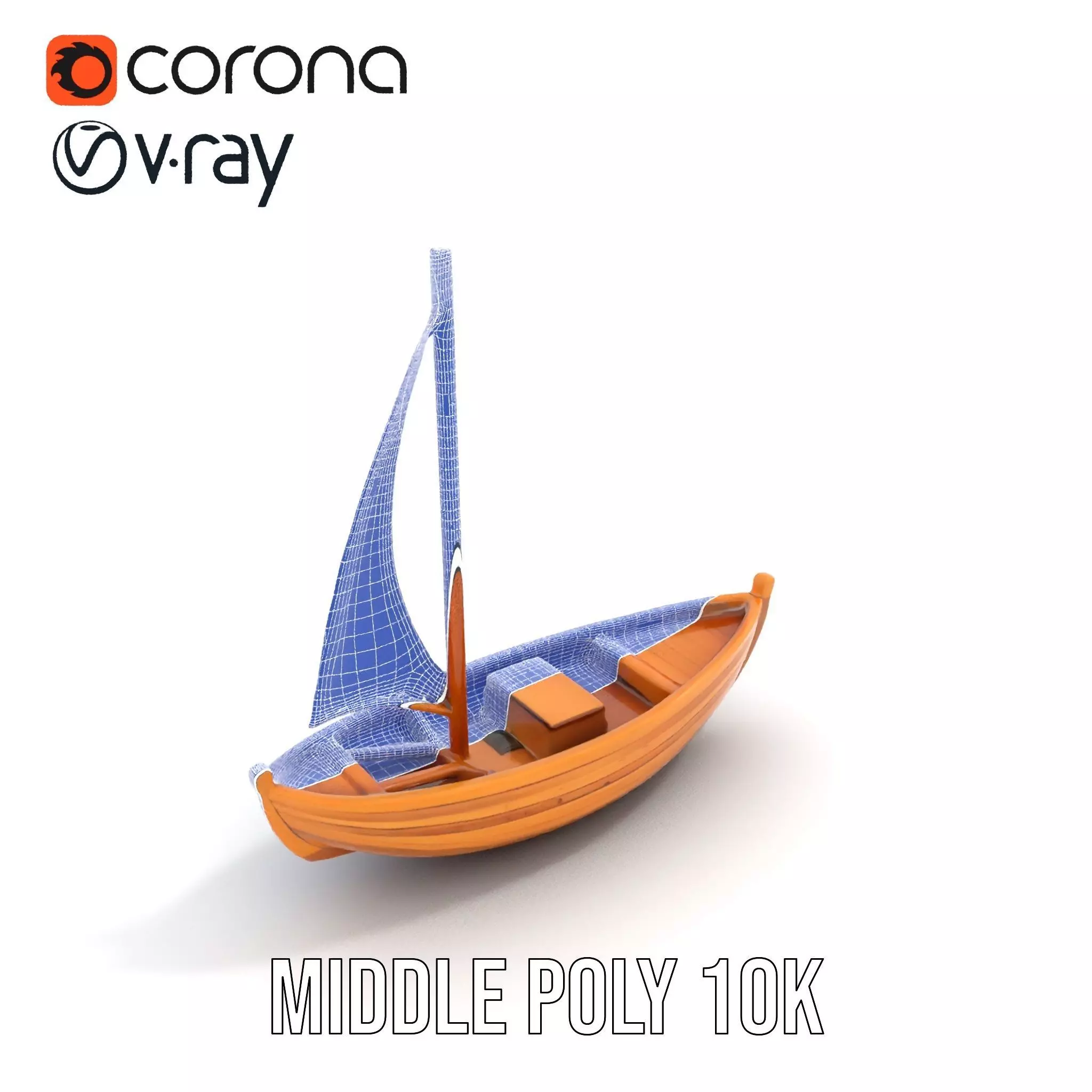 Wooden Sailboat Model Pack for Nautical Scenes Low-poly 3D model_18