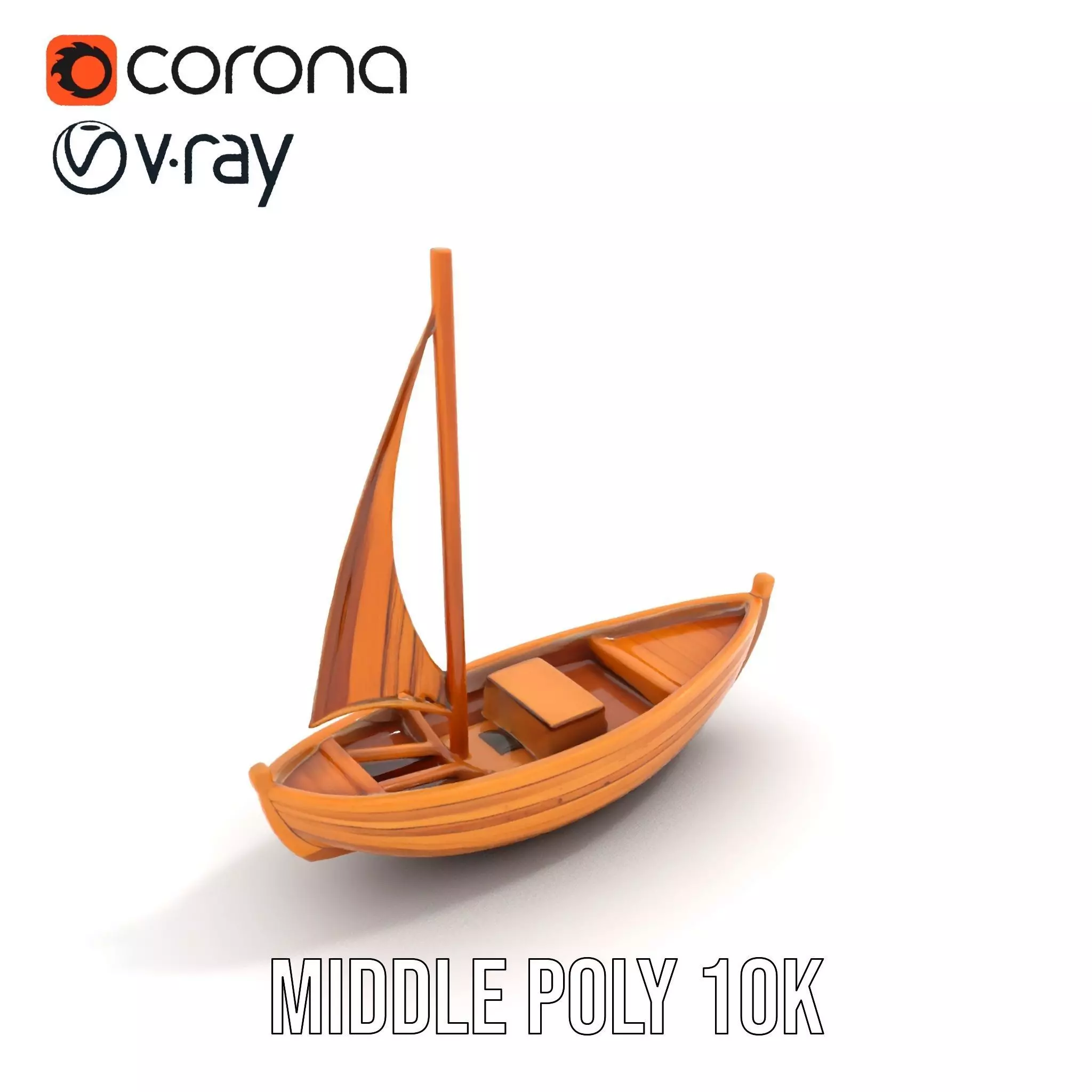 Wooden Sailboat Model Pack for Nautical Scenes Low-poly 3D model_6