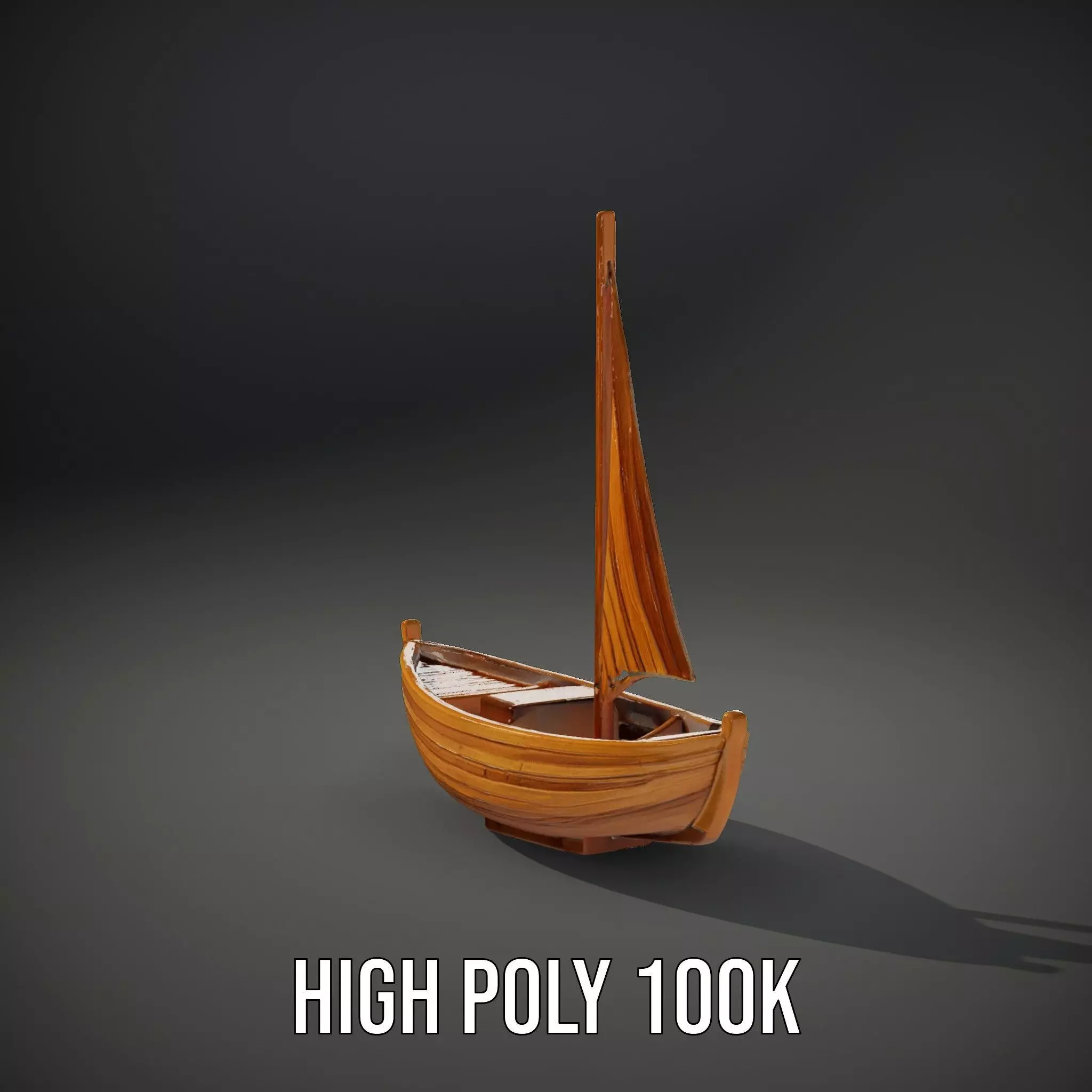 Wooden Sailboat Model Pack for Nautical Scenes Low-poly 3D model_8