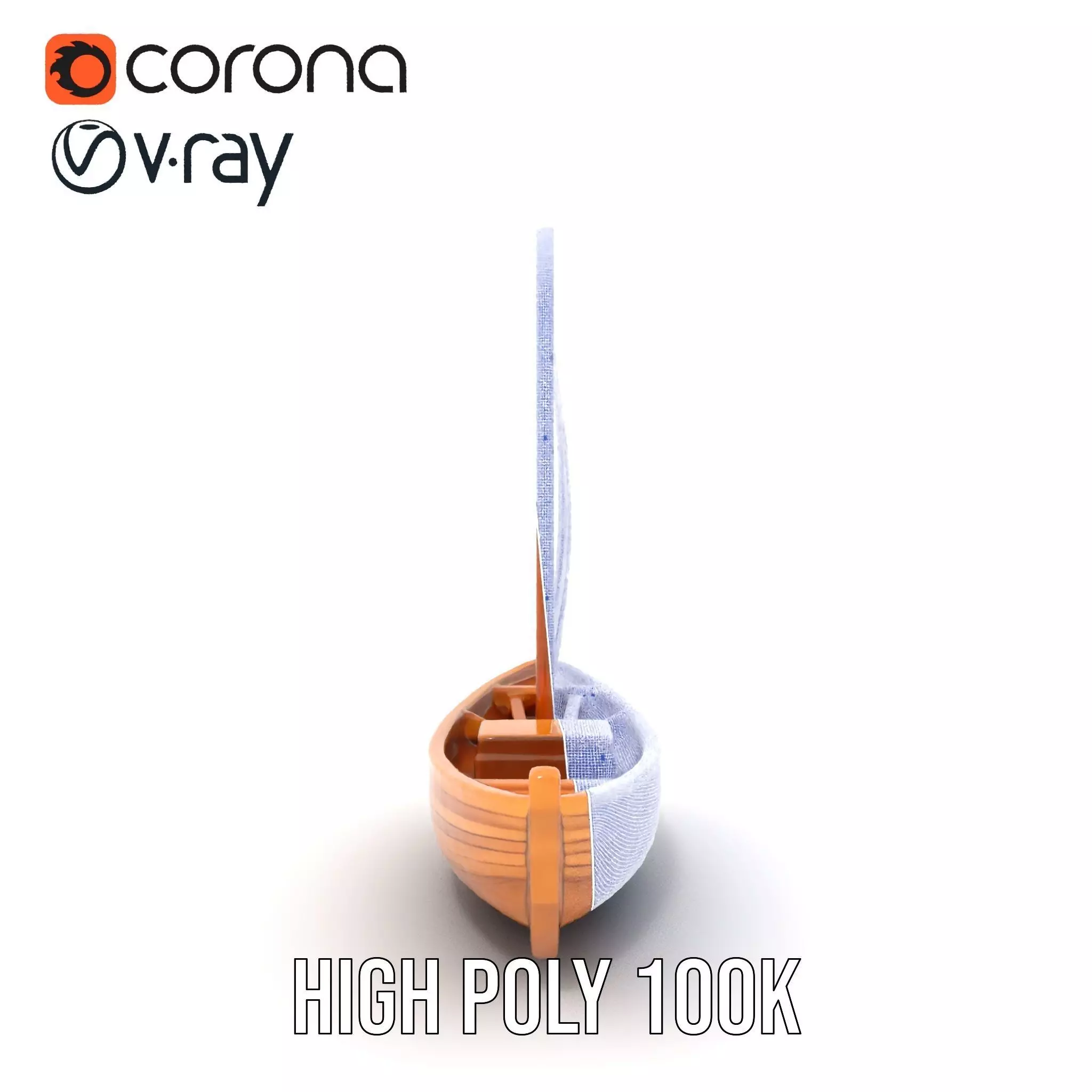 Wooden Sailboat Model Pack for Nautical Scenes Low-poly 3D model_34