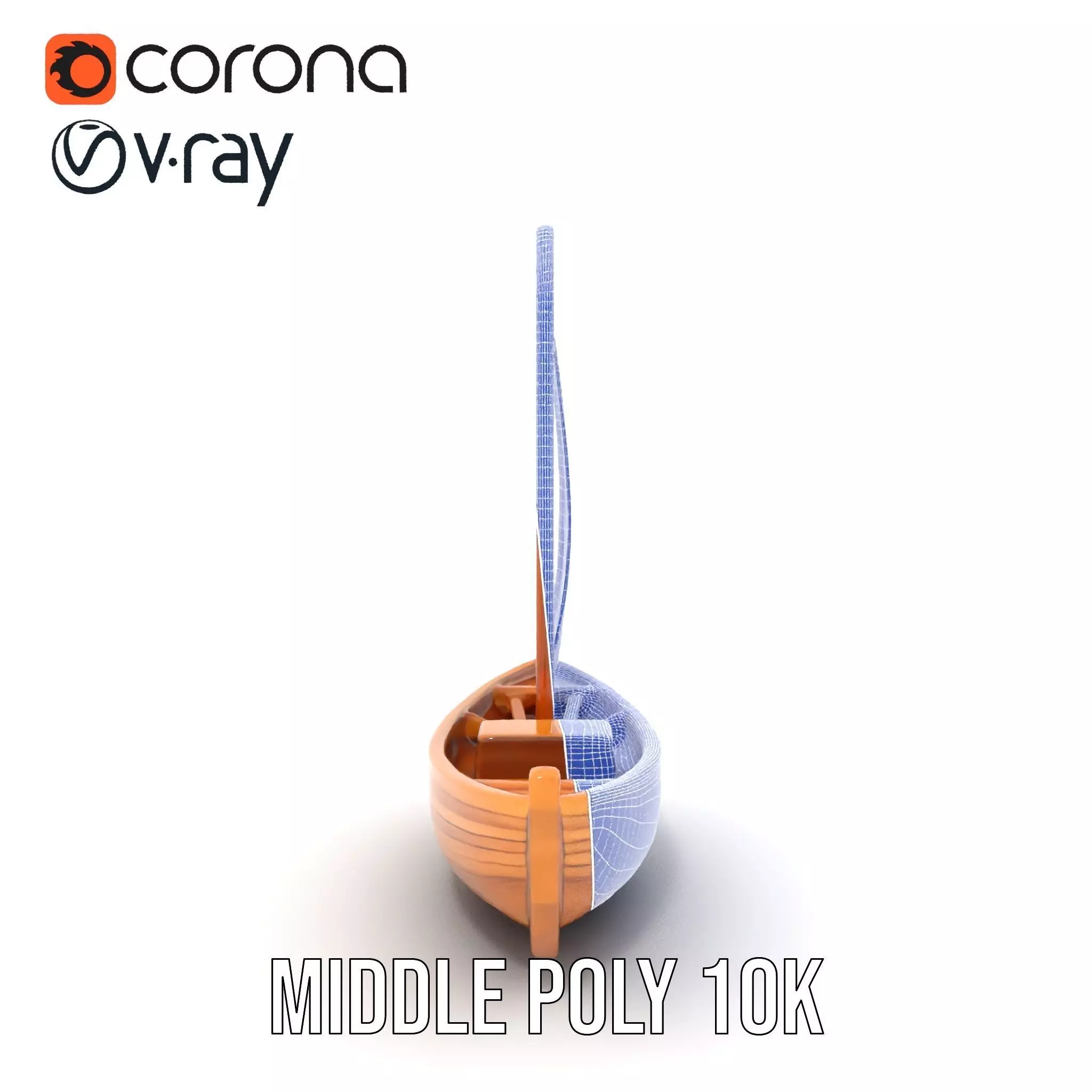 Wooden Sailboat Model Pack for Nautical Scenes Low-poly 3D model_15