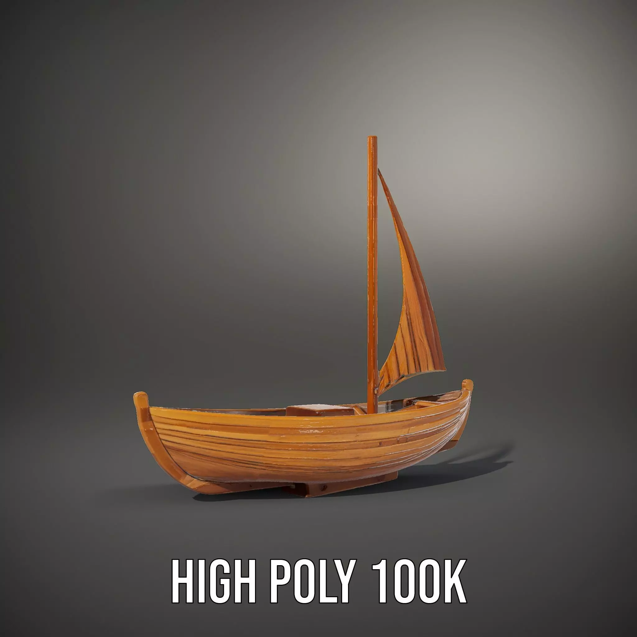 Wooden Sailboat Model Pack for Nautical Scenes Low-poly 3D model_10
