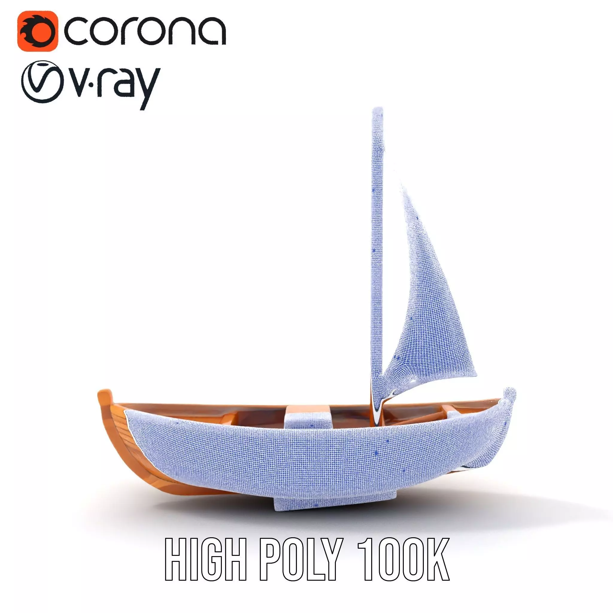 Wooden Sailboat Model Pack for Nautical Scenes Low-poly 3D model_33