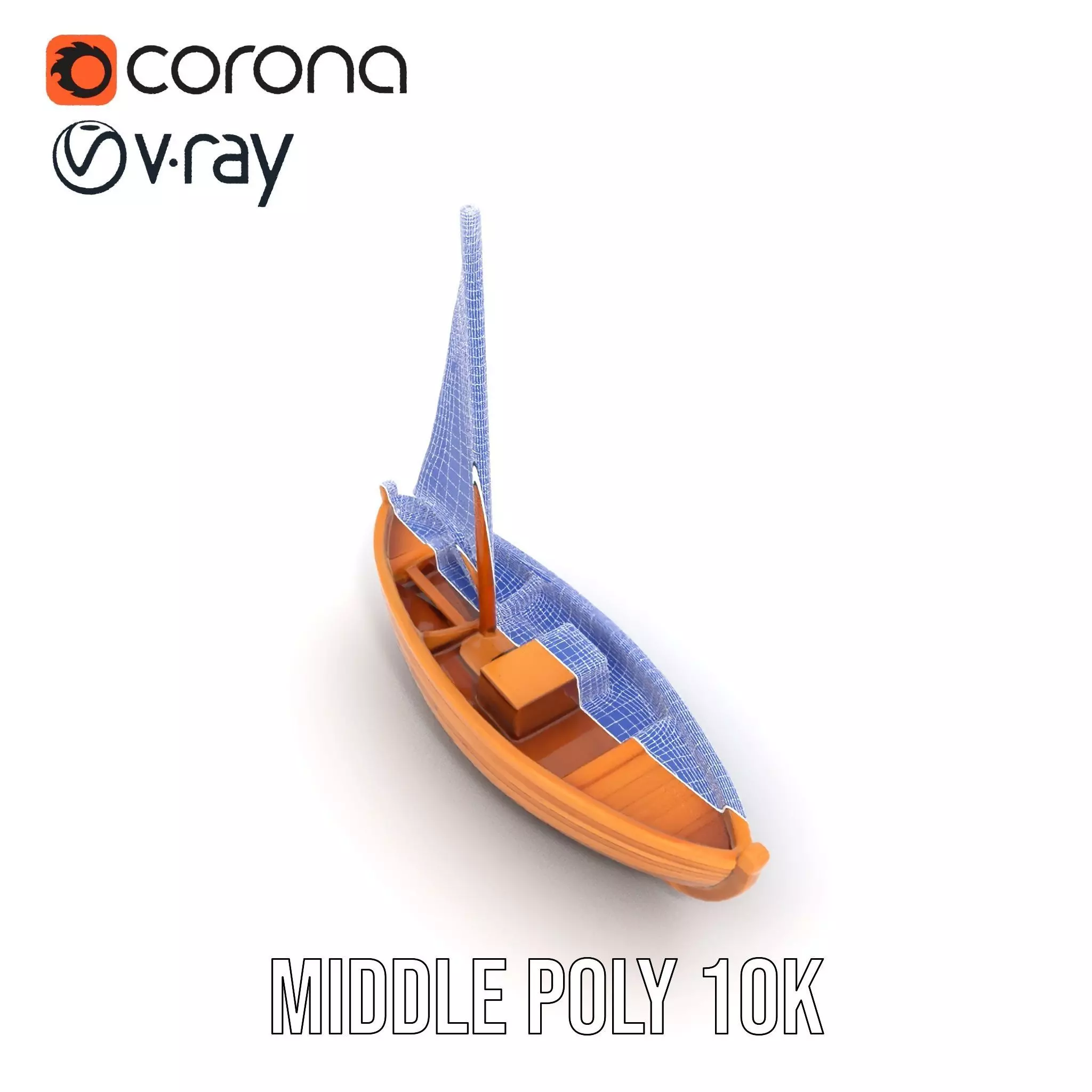 Wooden Sailboat Model Pack for Nautical Scenes Low-poly 3D model_30