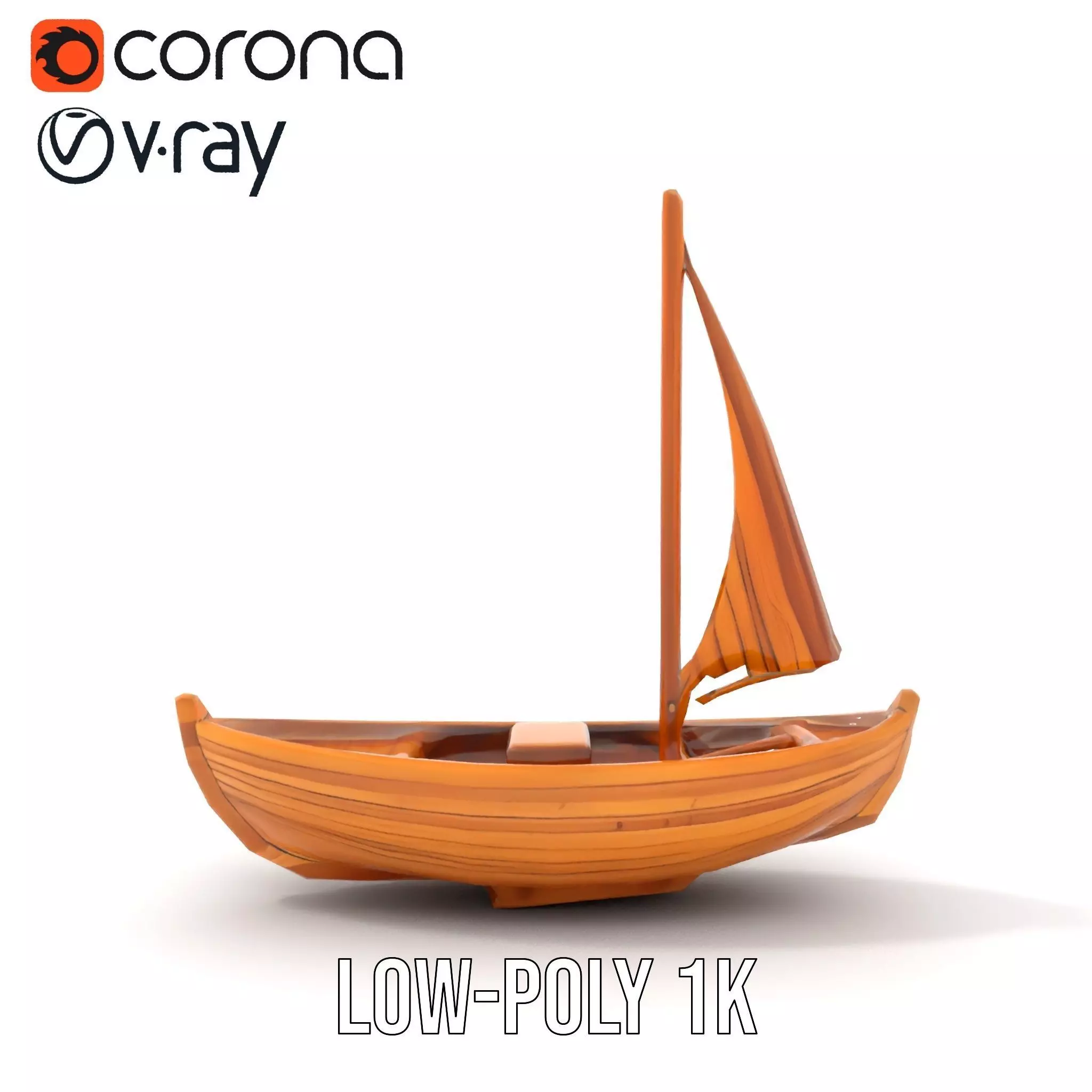 Wooden Sailboat Model Pack for Nautical Scenes Low-poly 3D model_22