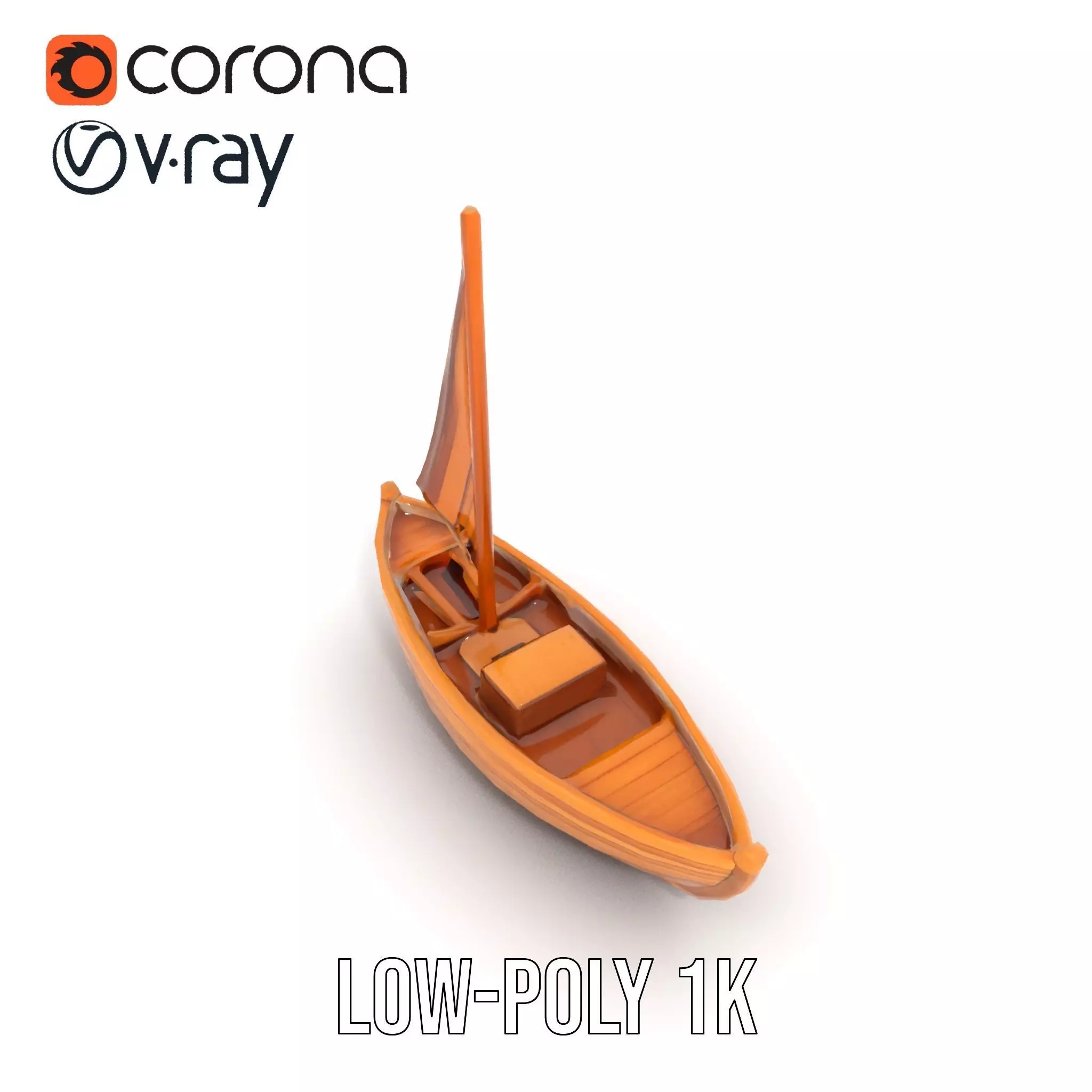 Wooden Sailboat Model Pack for Nautical Scenes Low-poly 3D model_7