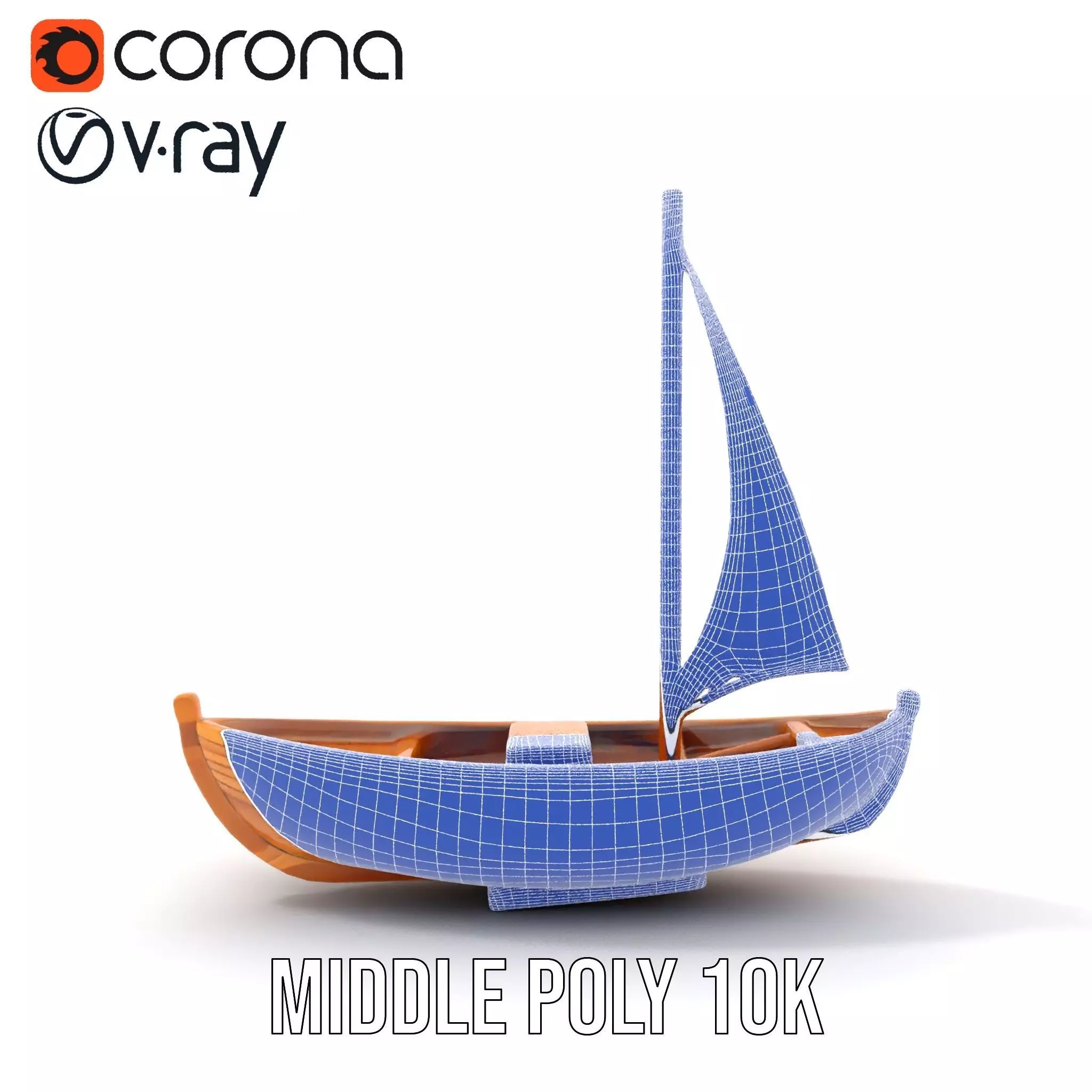 Wooden Sailboat Model Pack for Nautical Scenes Low-poly 3D model_21