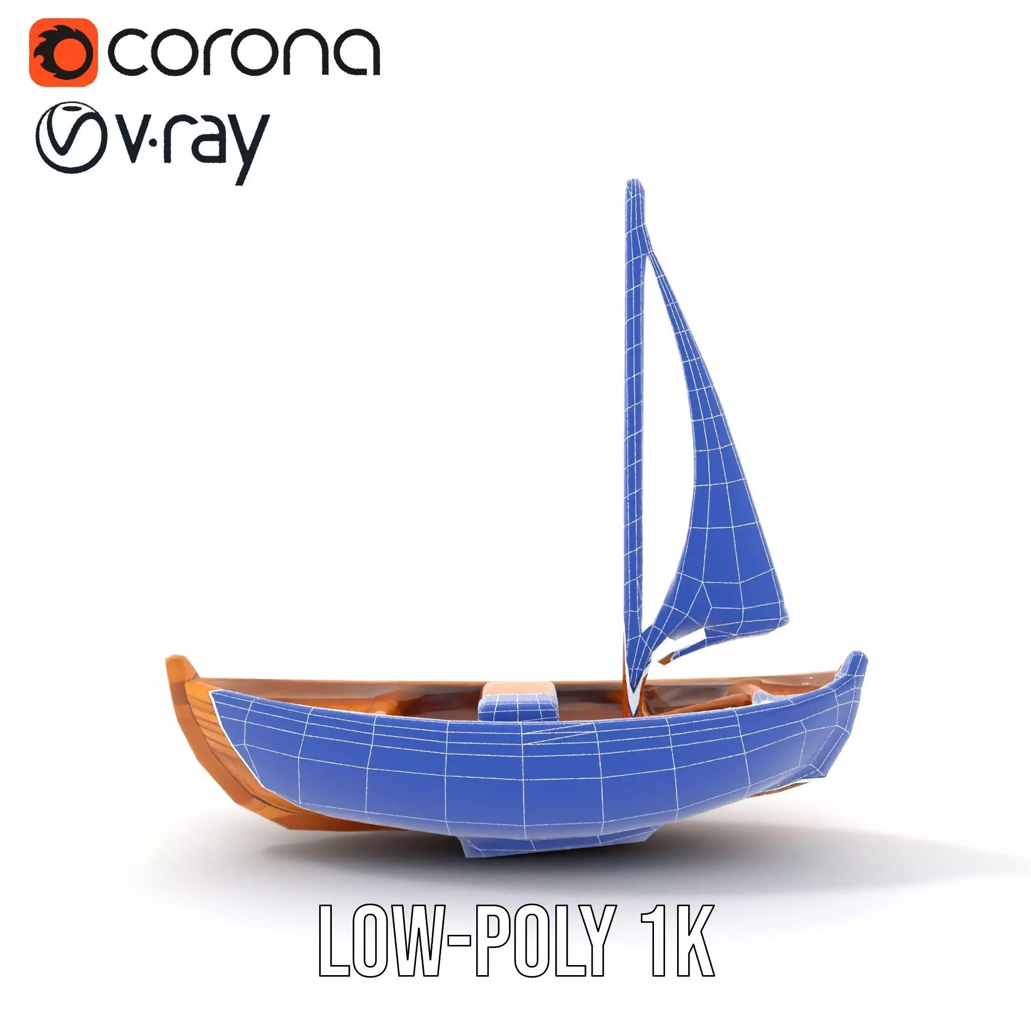 Wooden Sailboat Model Pack for Nautical Scenes Low-poly 3D model_16