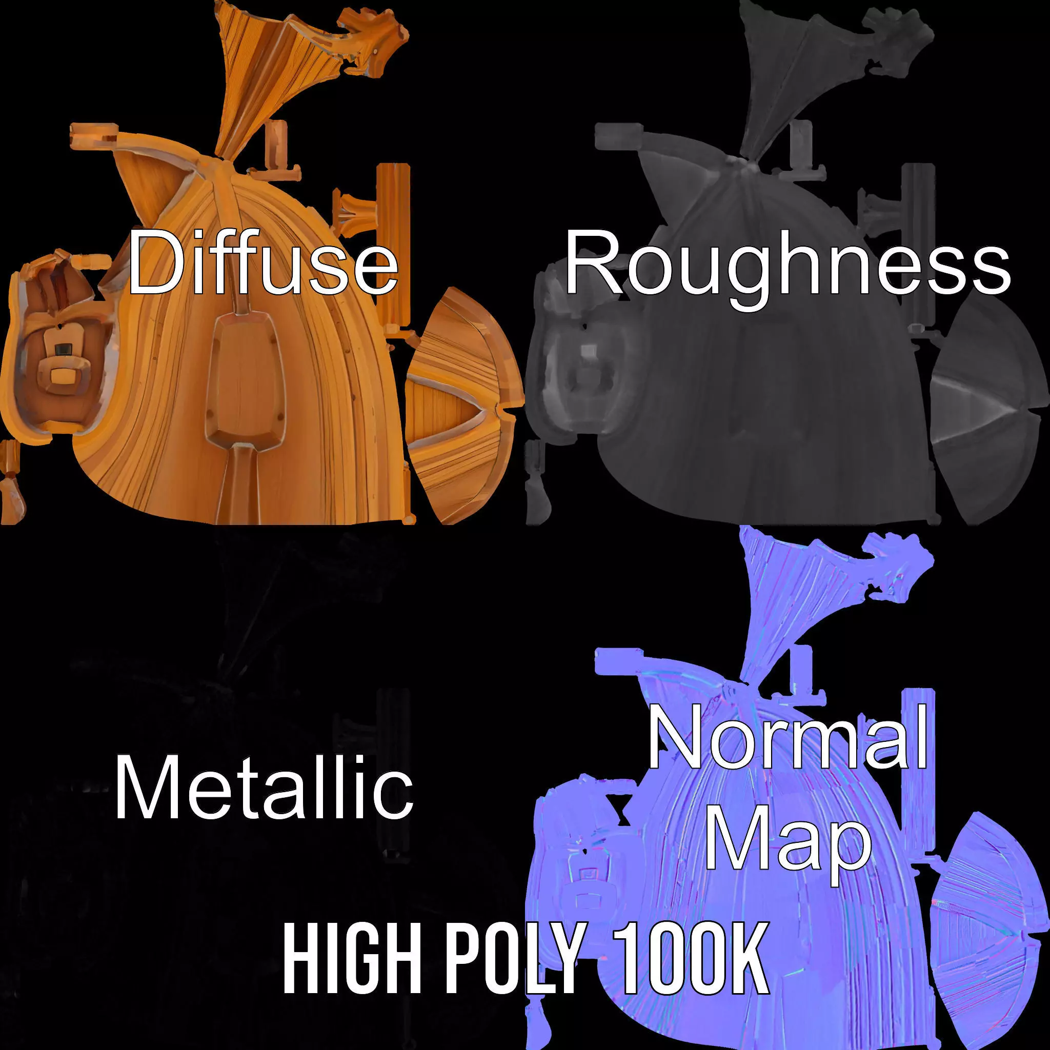 Wooden Sailboat Model Pack for Nautical Scenes Low-poly 3D model_3