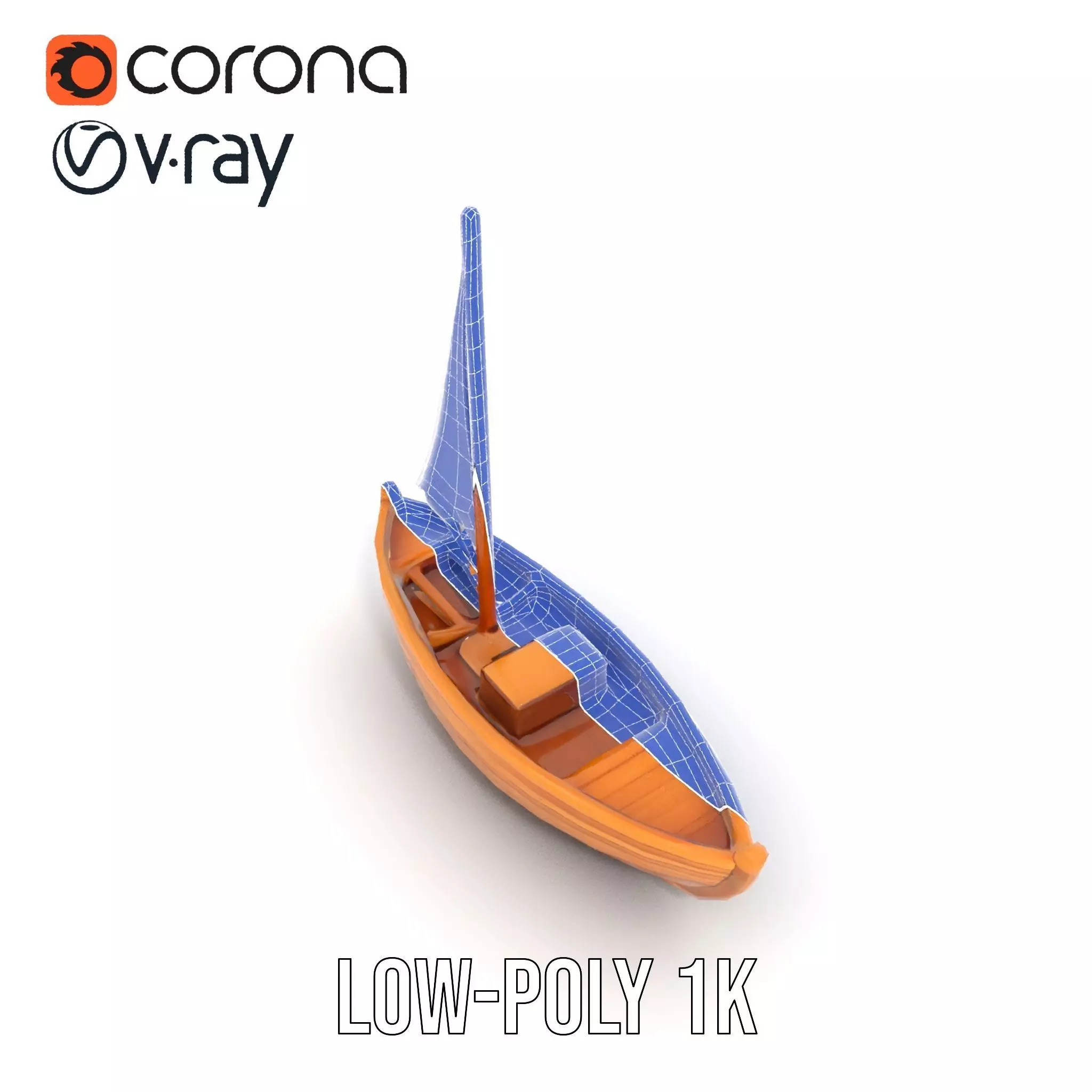 Wooden Sailboat Model Pack for Nautical Scenes Low-poly 3D model_12