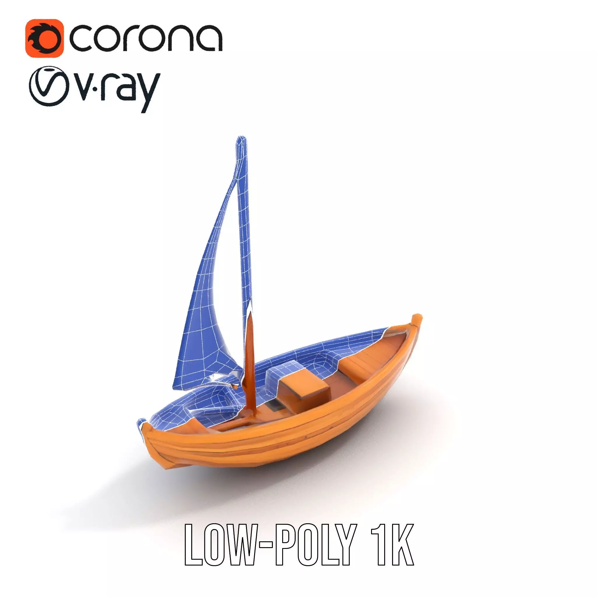 Wooden Sailboat Model Pack for Nautical Scenes Low-poly 3D model_31