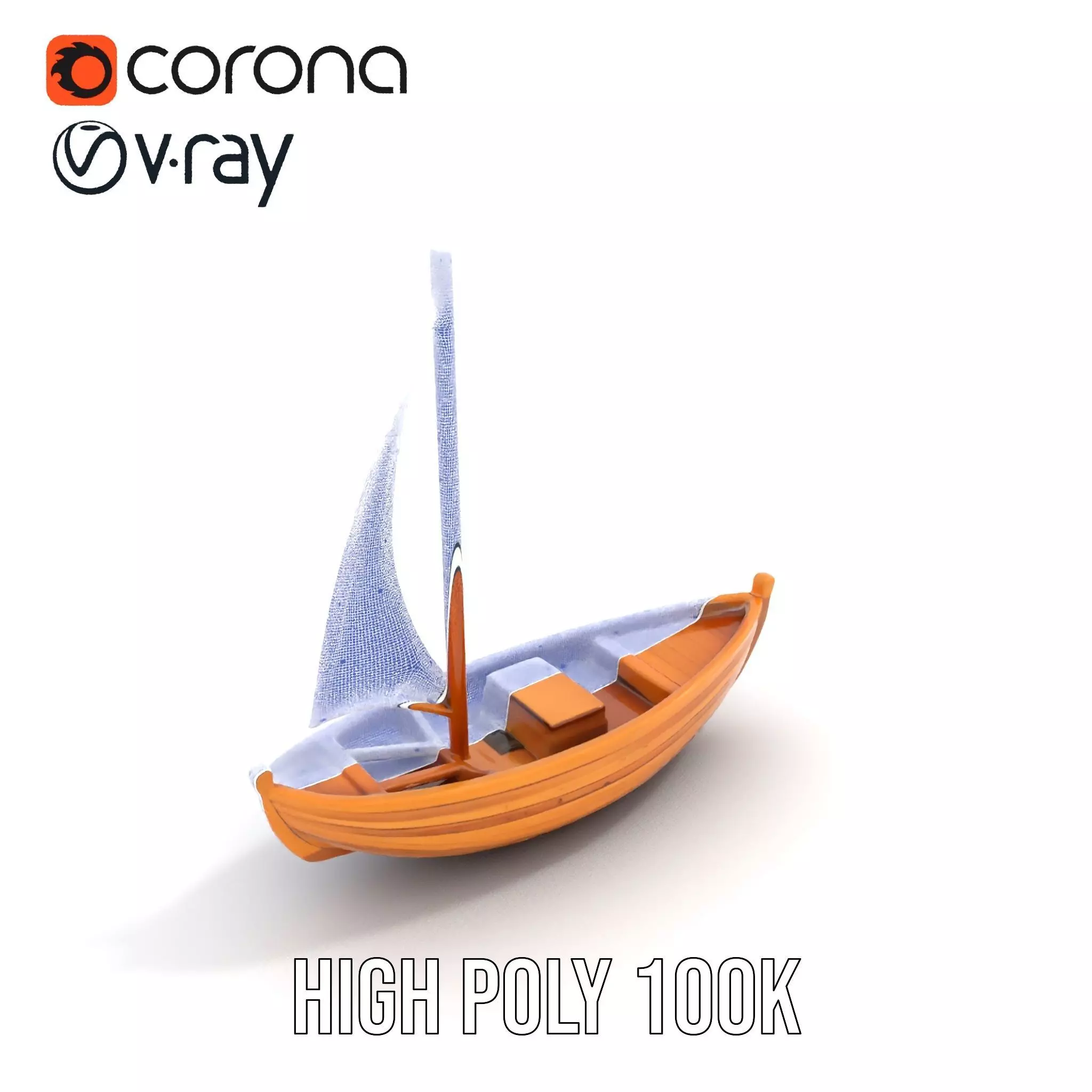 Wooden Sailboat Model Pack for Nautical Scenes Low-poly 3D model_26
