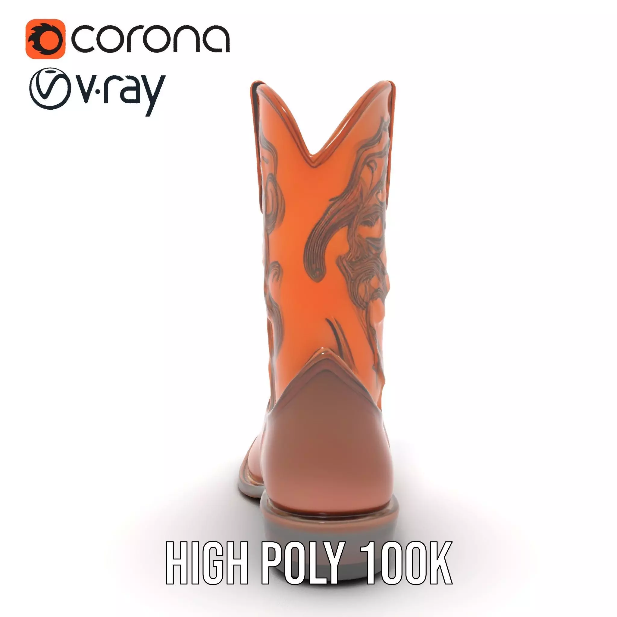 Western Cowboy Boot Detailed Model Pack Low-poly 3D model_32