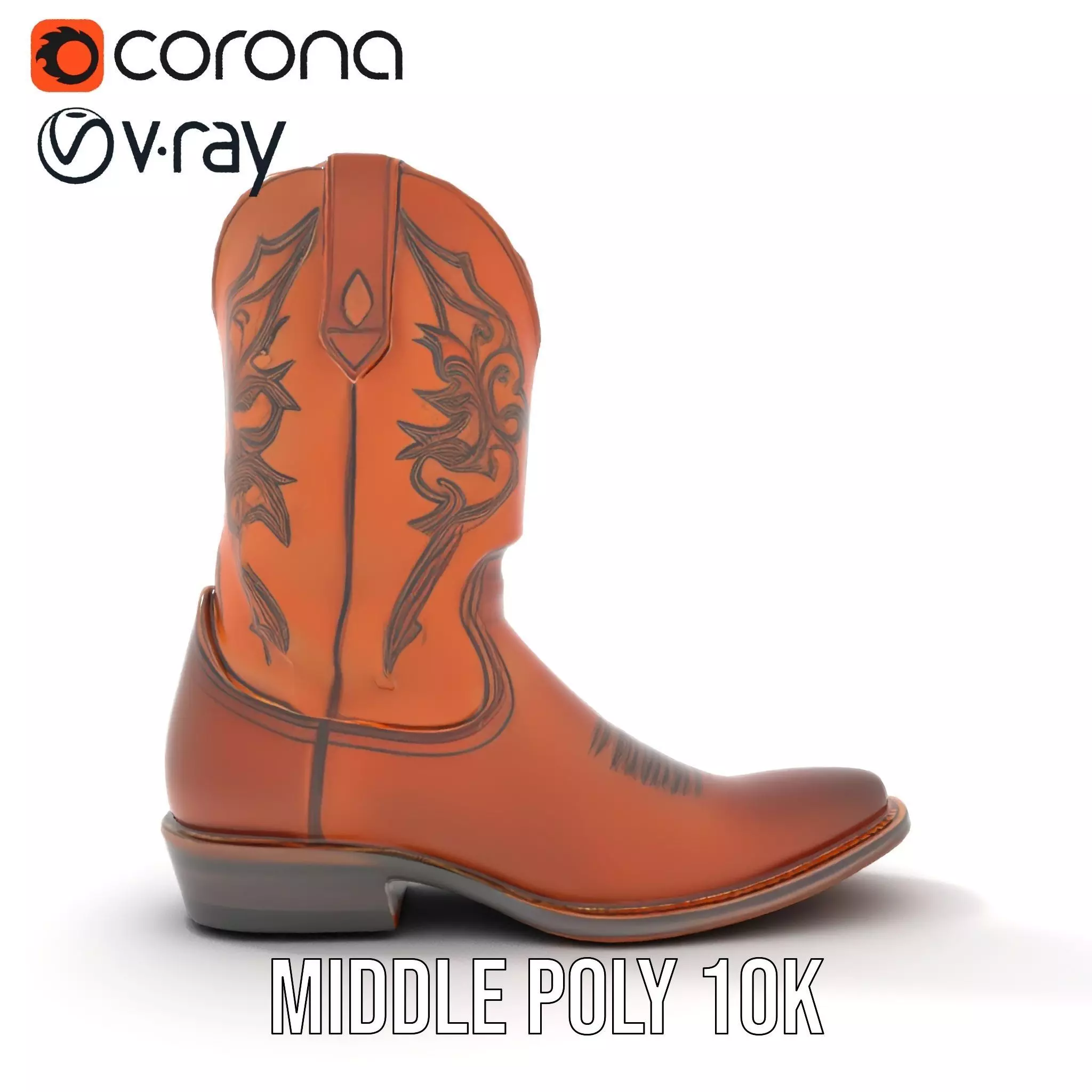 Western Cowboy Boot Detailed Model Pack Low-poly 3D model_14