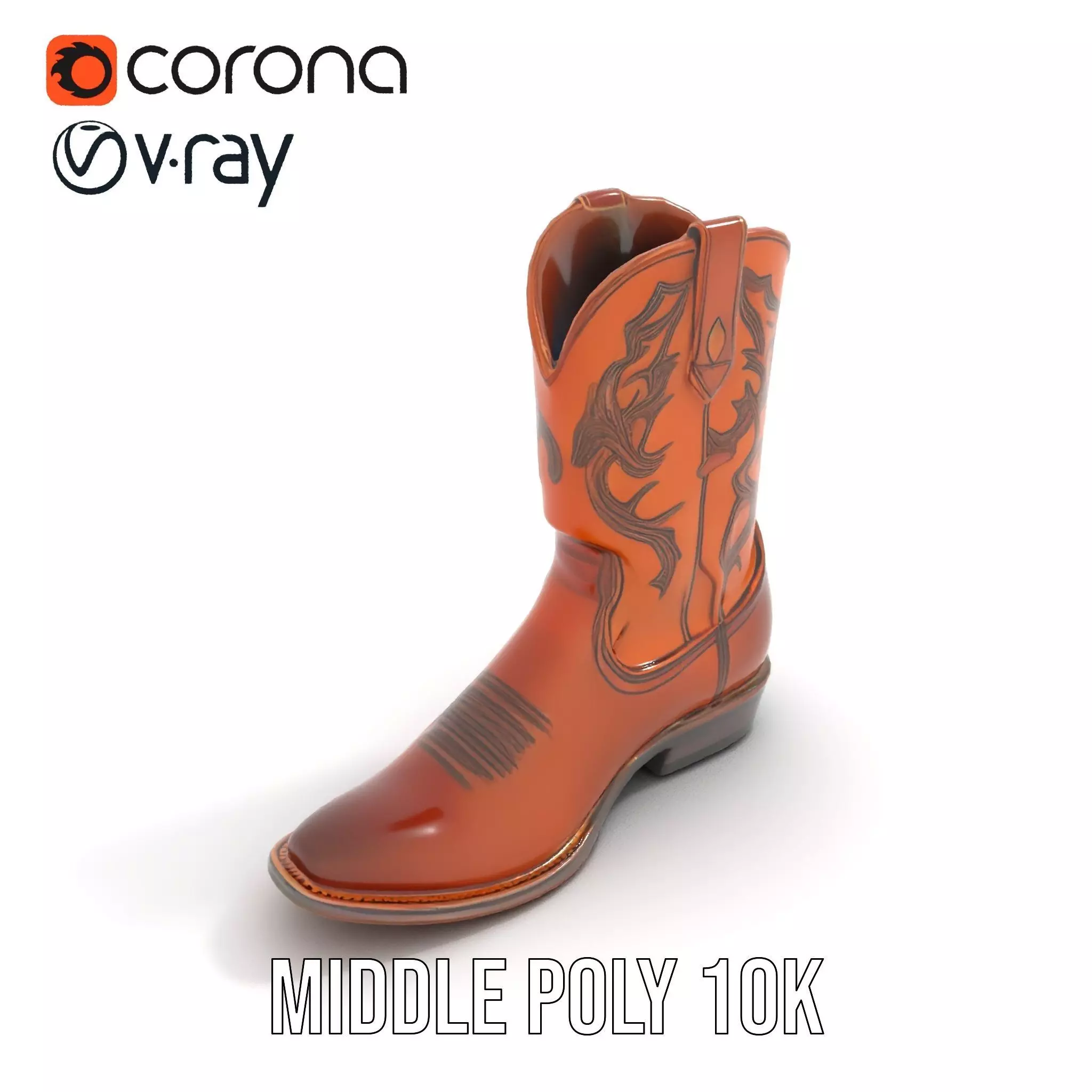 Western Cowboy Boot Detailed Model Pack Low-poly 3D model_5