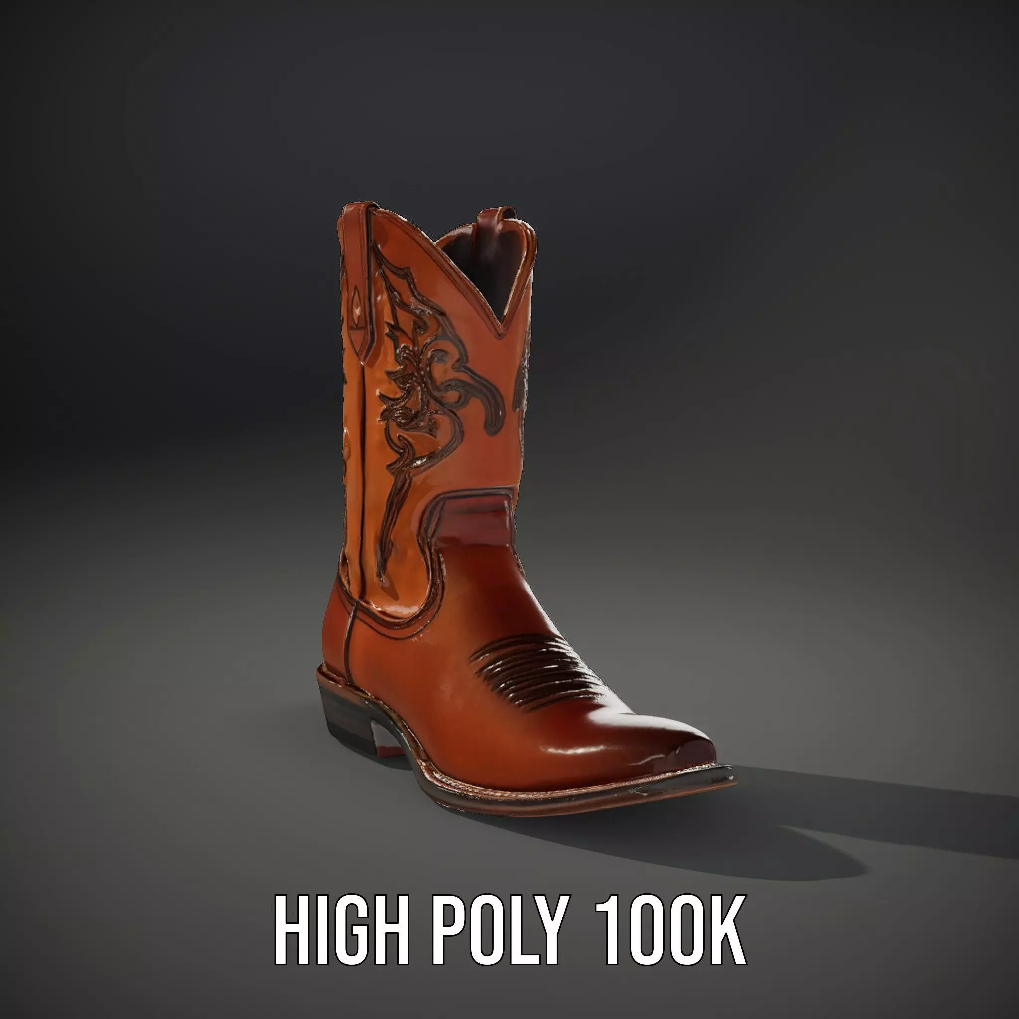 Western Cowboy Boot Detailed Model Pack Low-poly 3D model_8