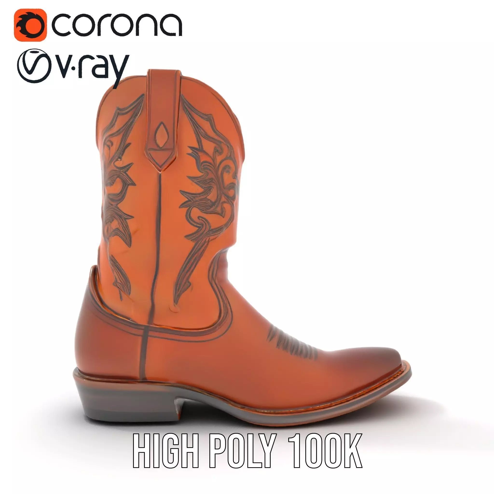 Western Cowboy Boot Detailed Model Pack Low-poly 3D model_23