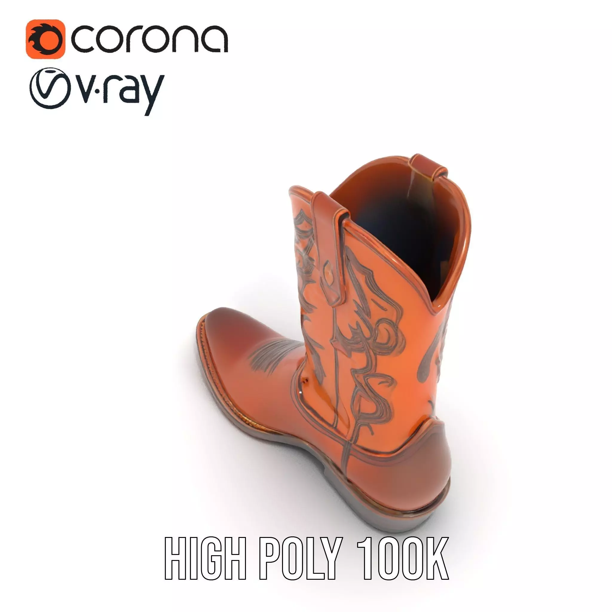 Western Cowboy Boot Detailed Model Pack Low-poly 3D model_18