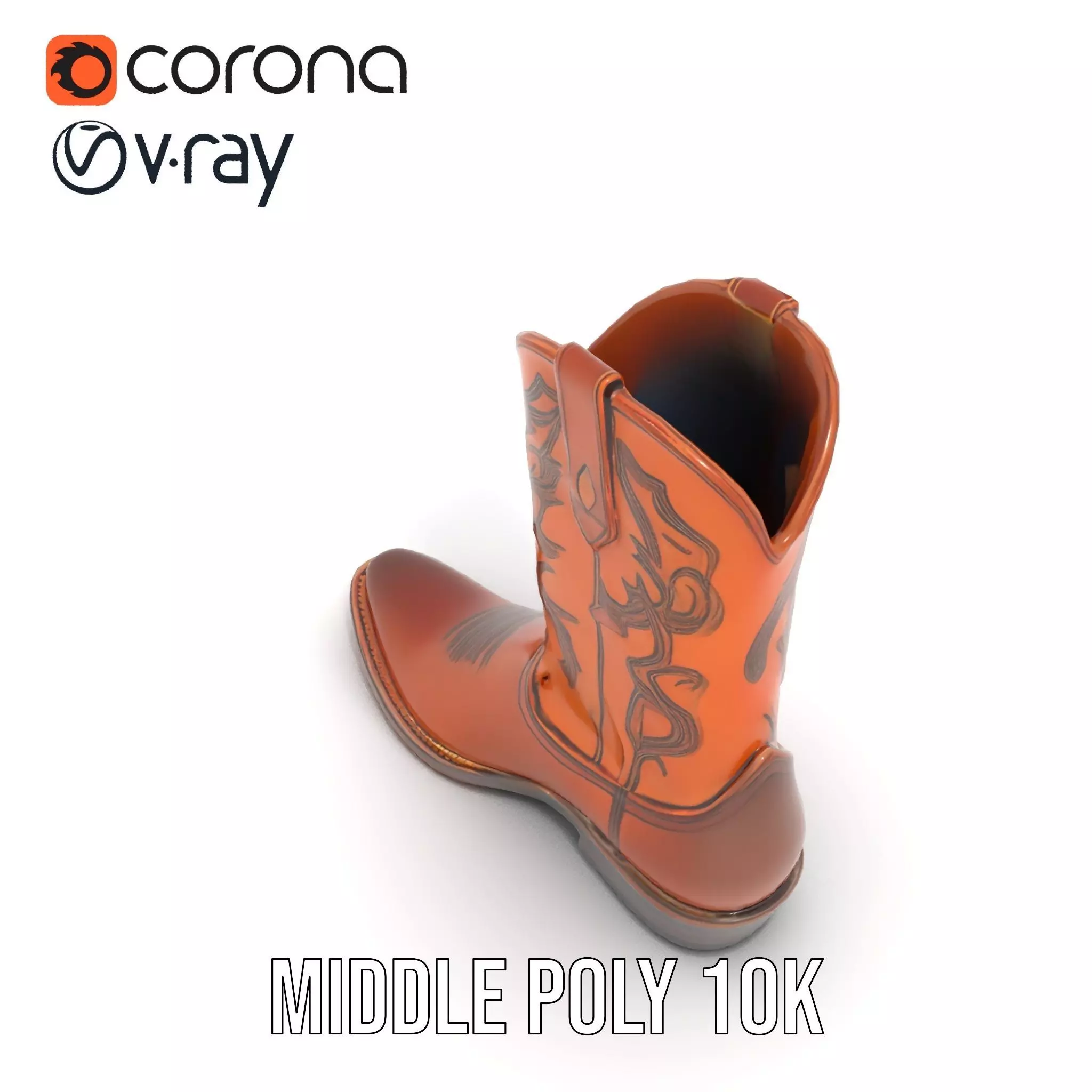 Western Cowboy Boot Detailed Model Pack Low-poly 3D model_11