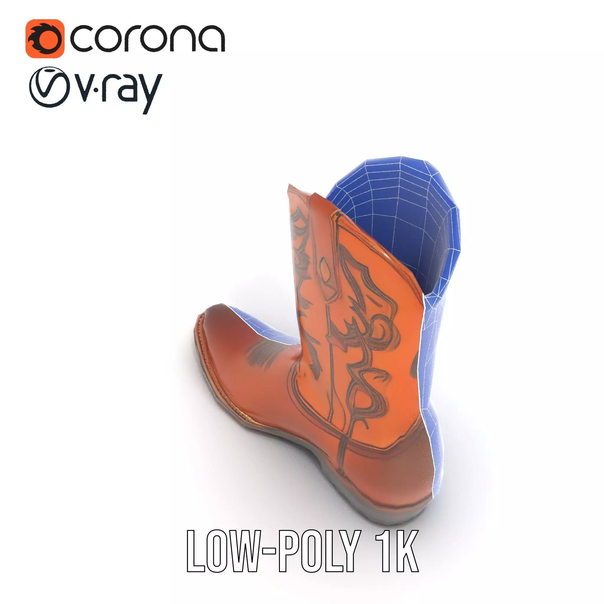 Western Cowboy Boot Detailed Model Pack Low-poly 3D model_30