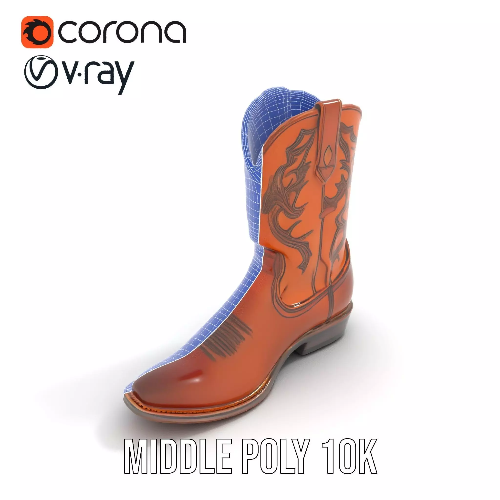 Western Cowboy Boot Detailed Model Pack Low-poly 3D model_16