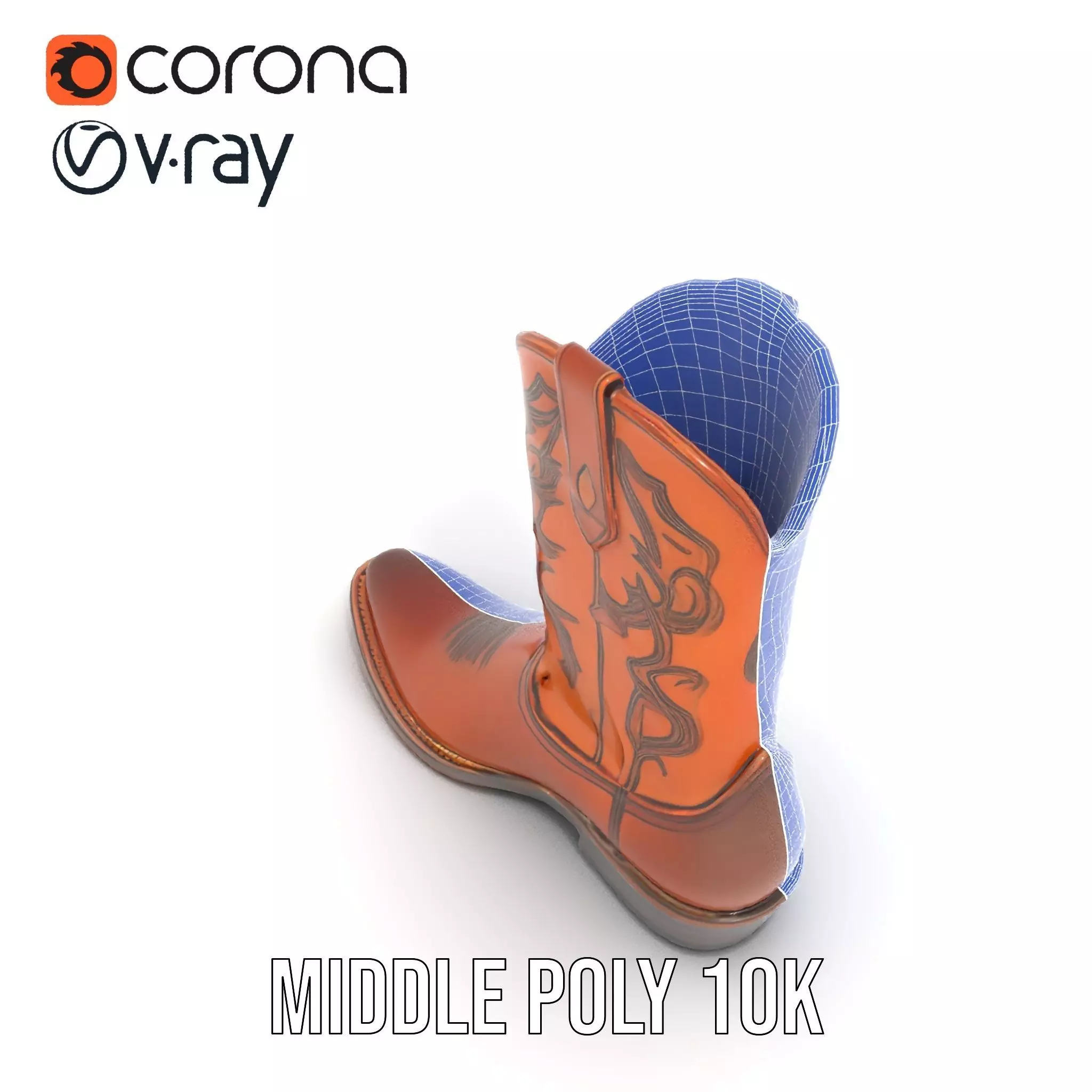 Western Cowboy Boot Detailed Model Pack Low-poly 3D model_24