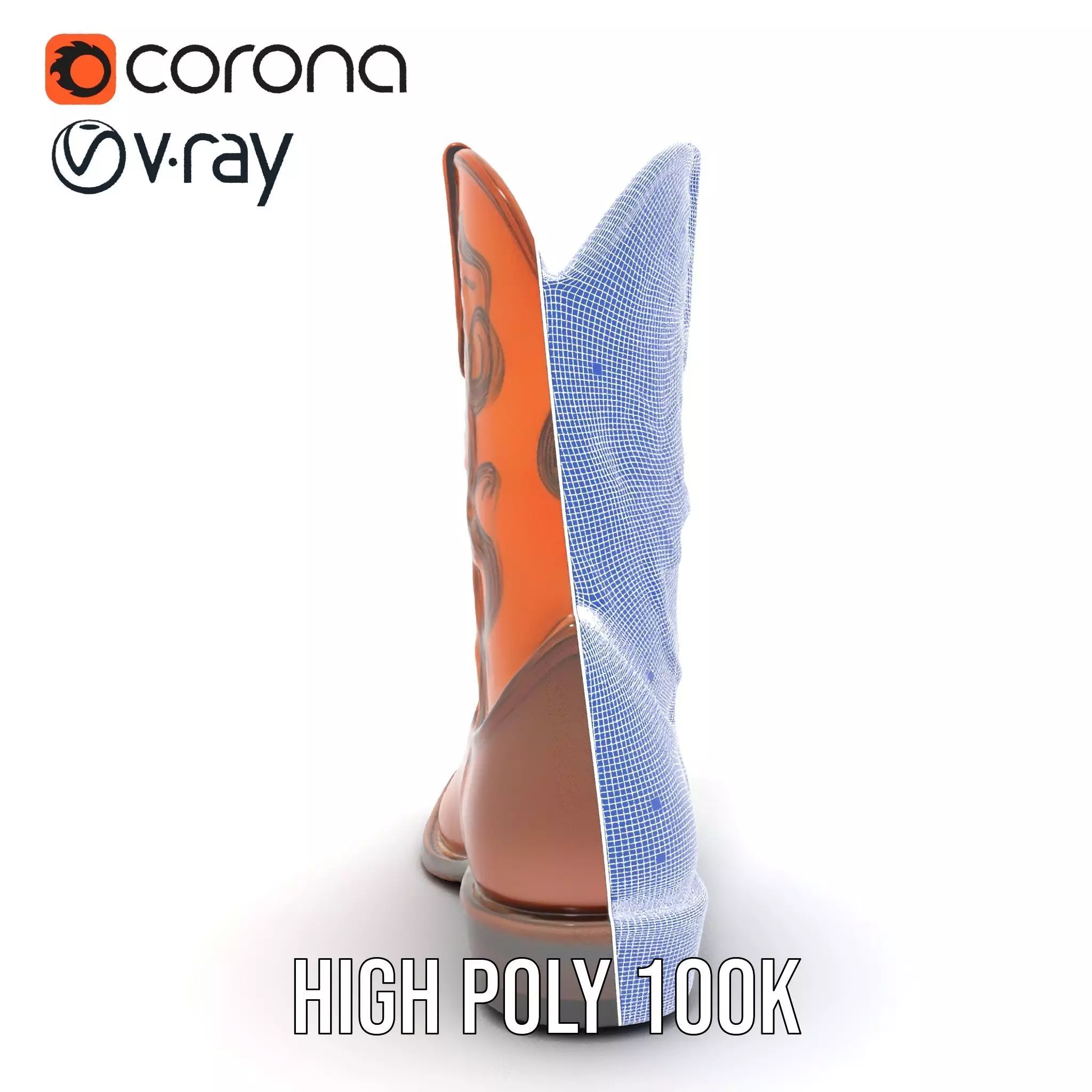 Western Cowboy Boot Detailed Model Pack Low-poly 3D model_34