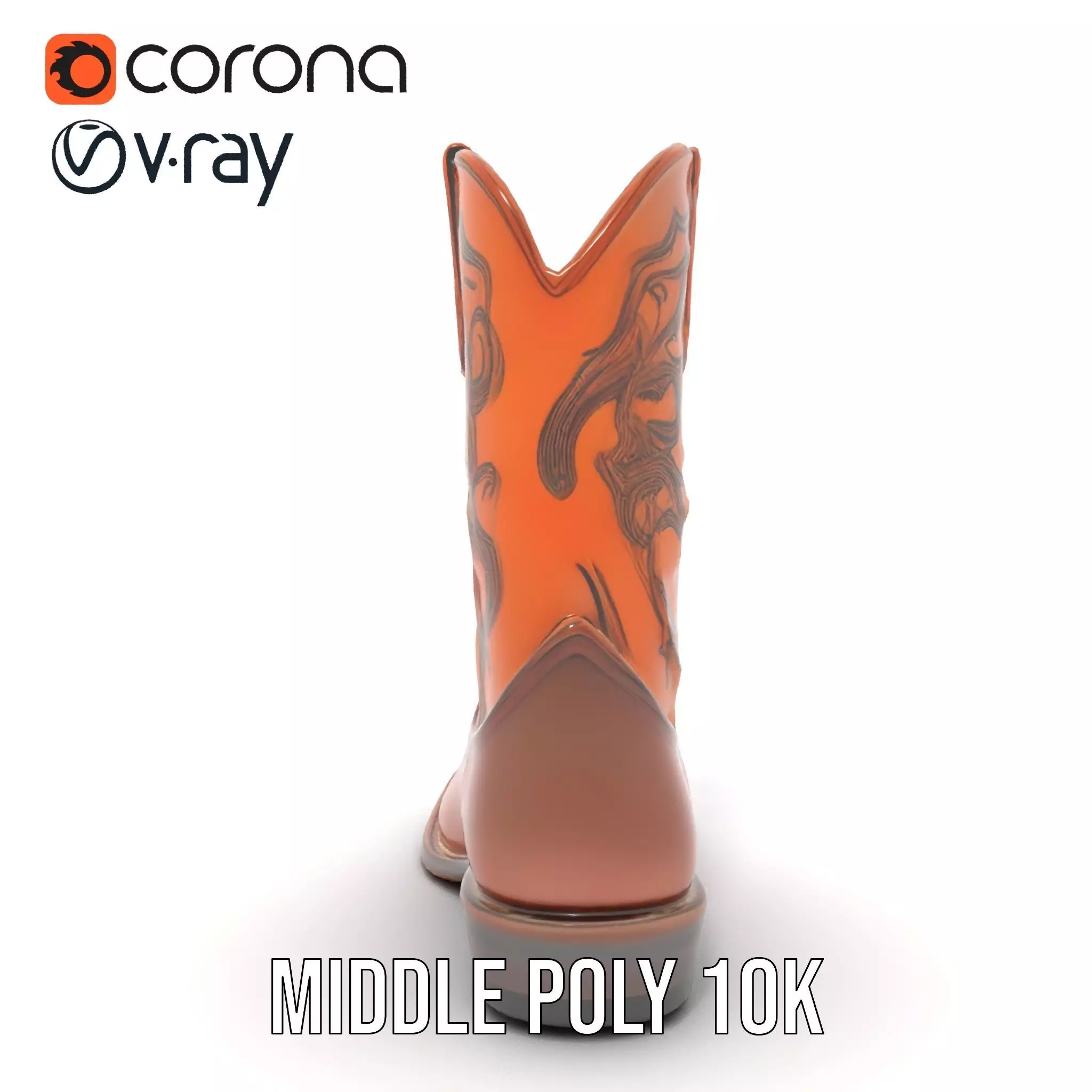 Western Cowboy Boot Detailed Model Pack Low-poly 3D model_21