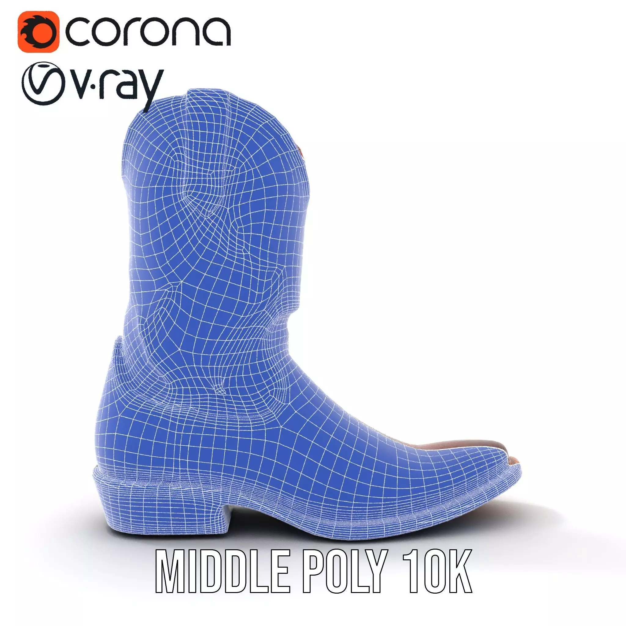 Western Cowboy Boot Detailed Model Pack Low-poly 3D model_29