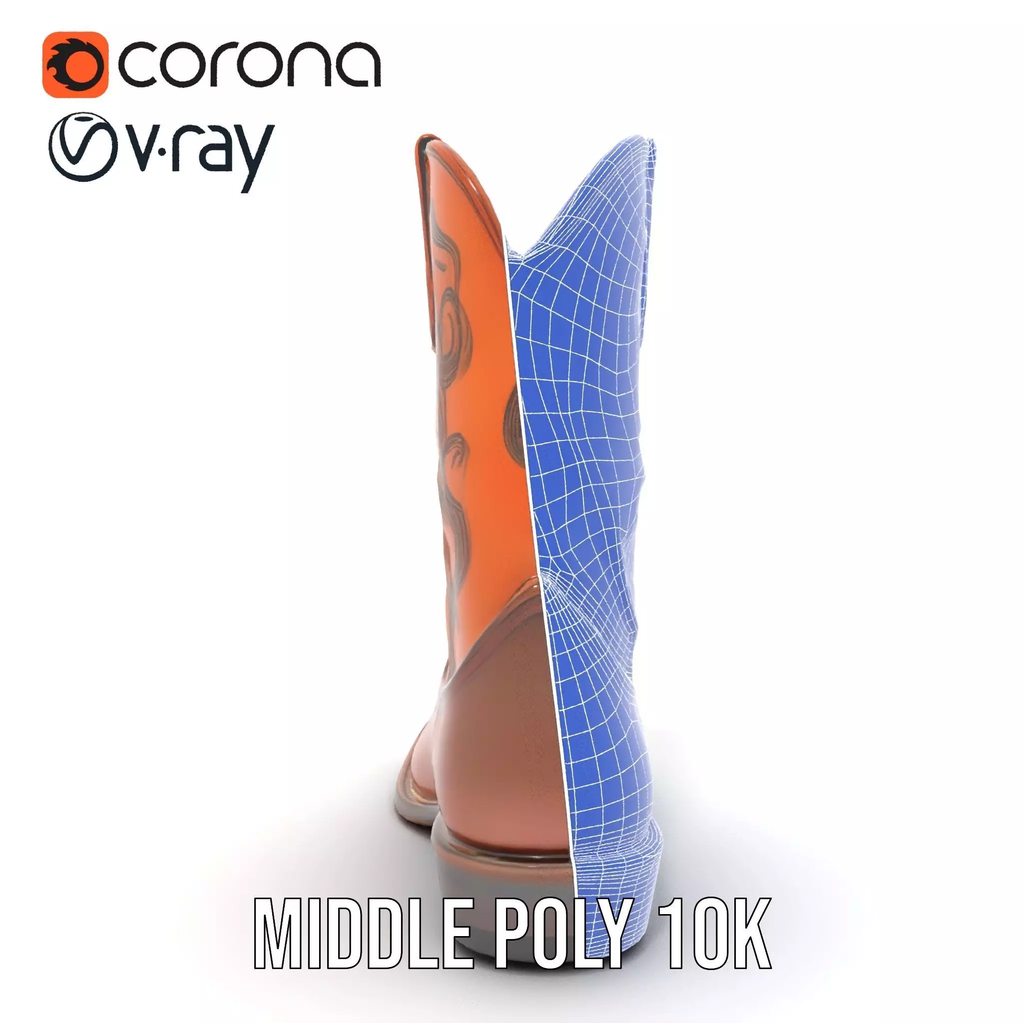 Western Cowboy Boot Detailed Model Pack Low-poly 3D model_26