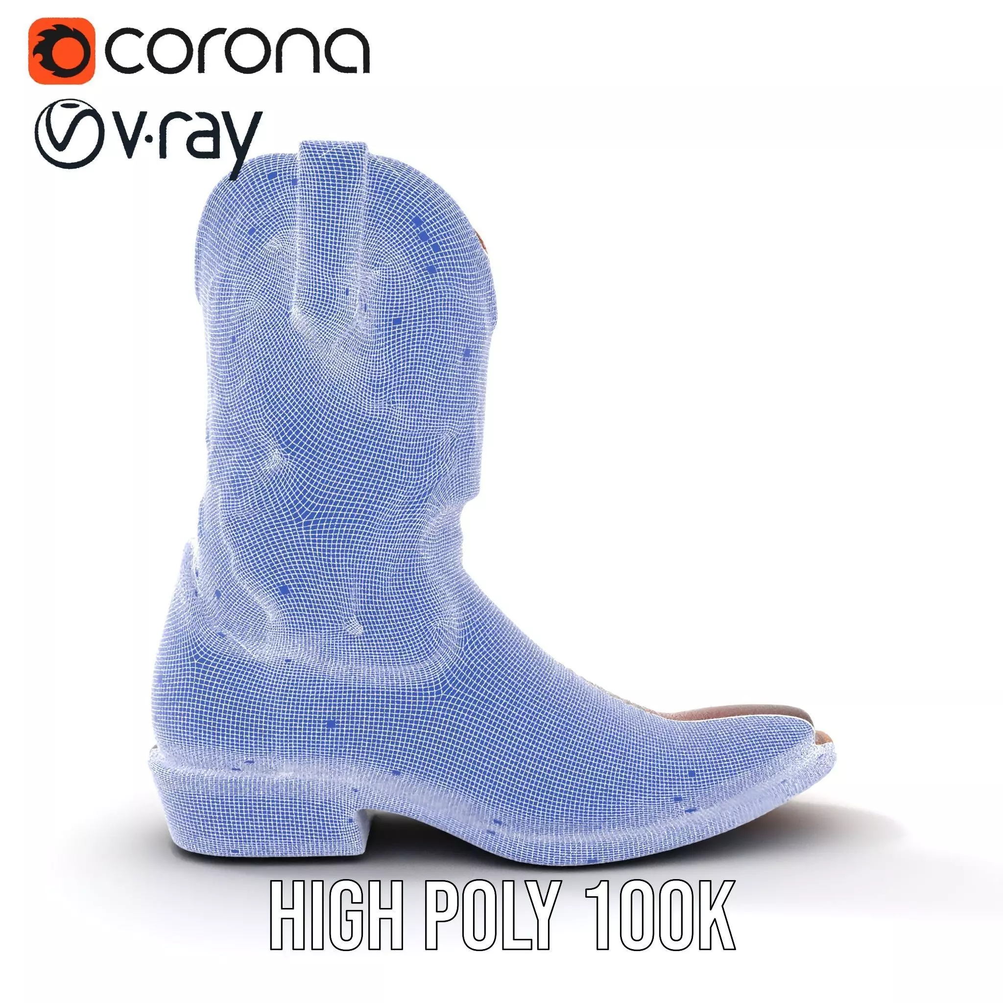 Western Cowboy Boot Detailed Model Pack Low-poly 3D model_33