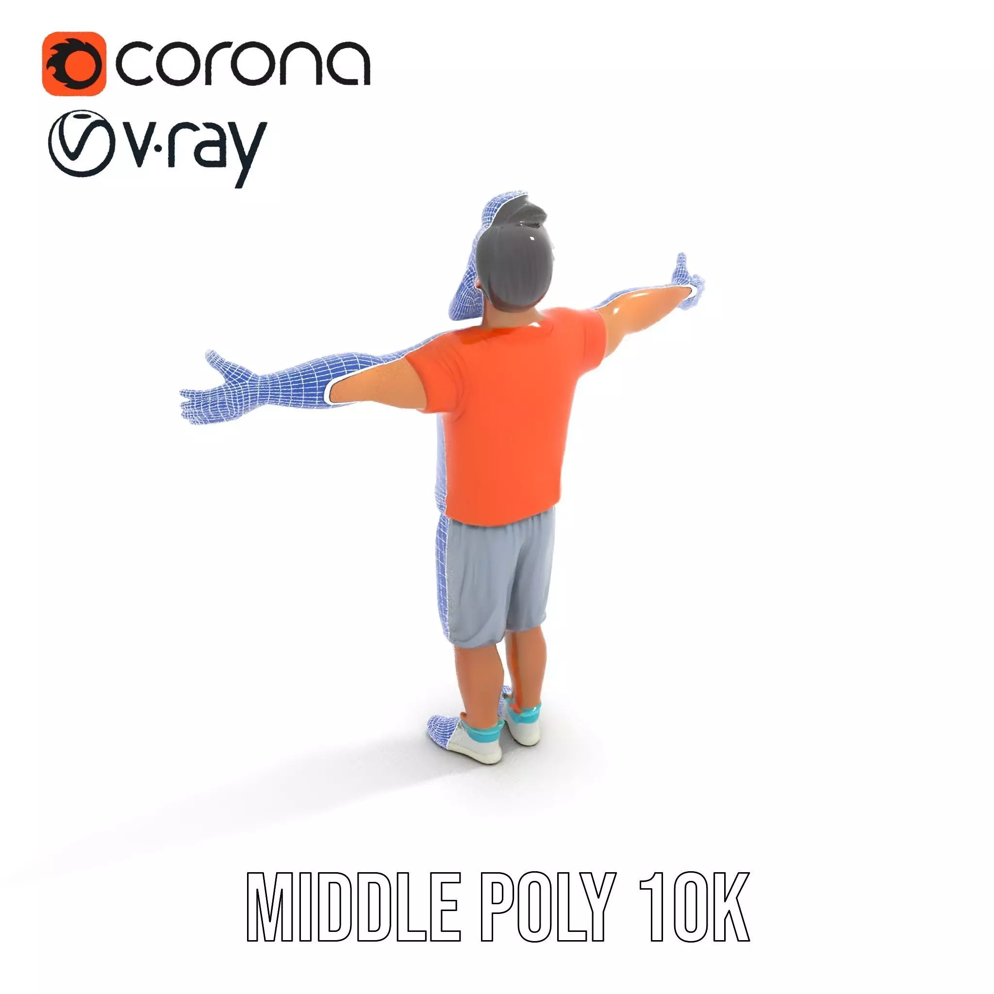 Elderly Man Character Model Pack with Fun Pose Low-poly 3D model_12