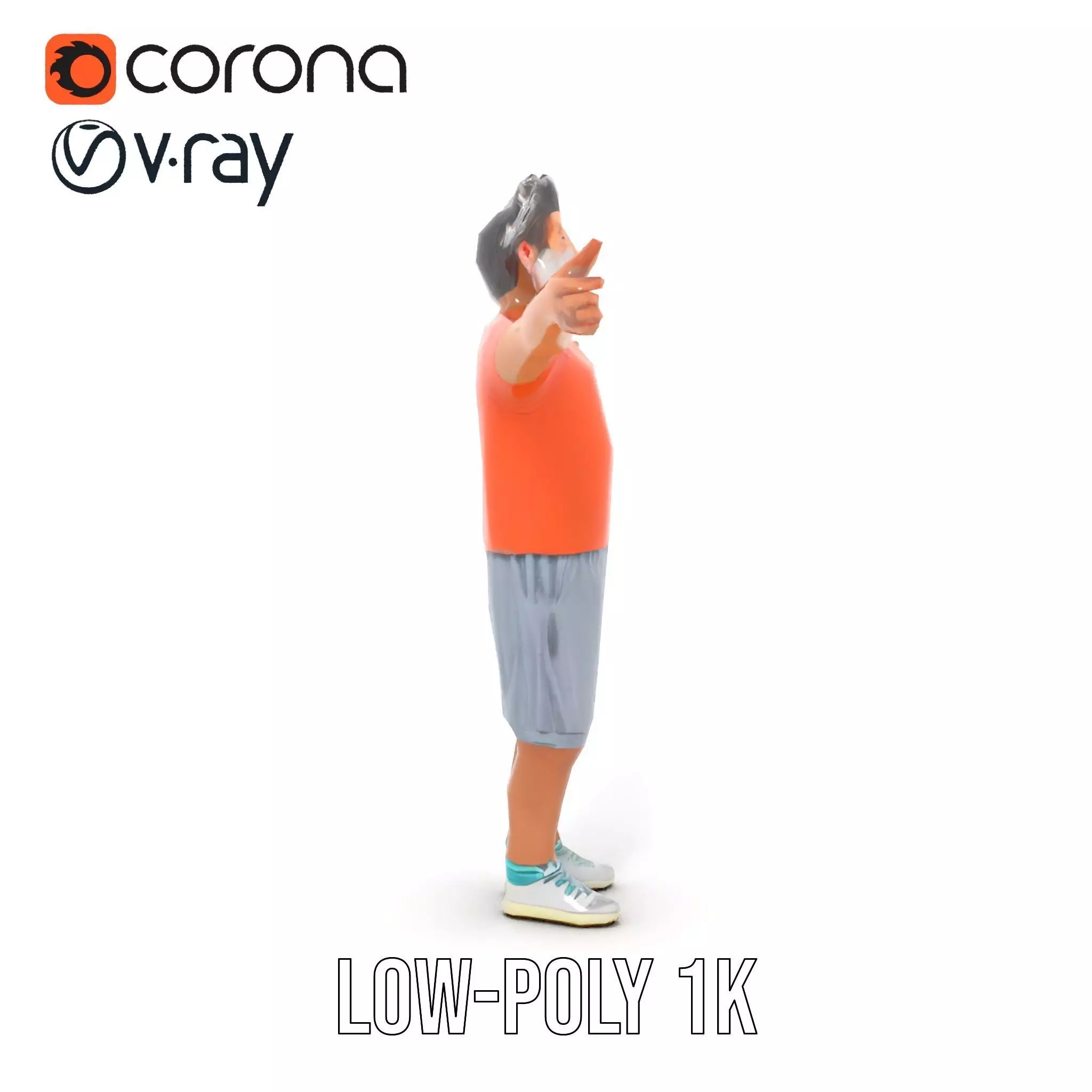 Elderly Man Character Model Pack with Fun Pose Low-poly 3D model_8