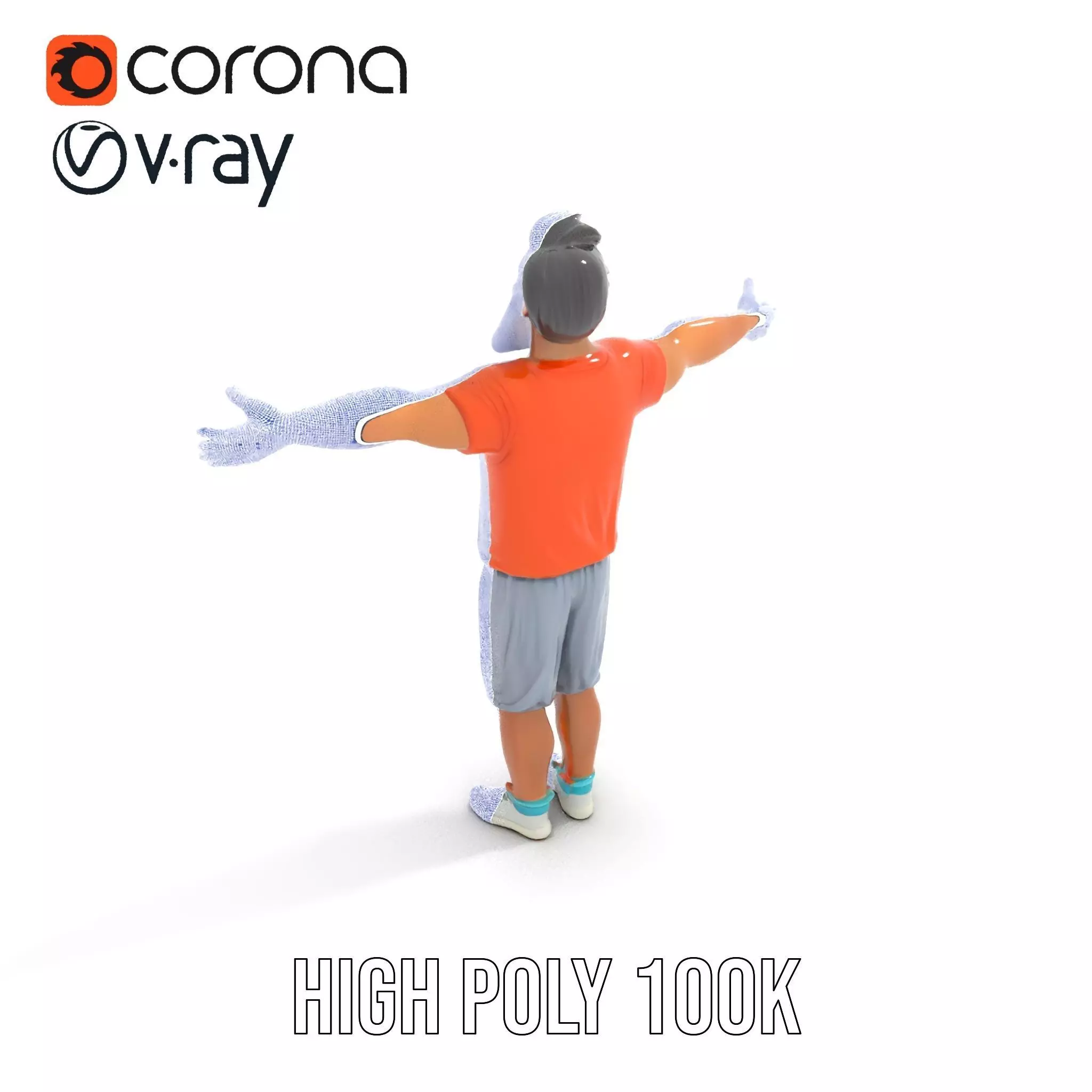 Elderly Man Character Model Pack with Fun Pose Low-poly 3D model_25