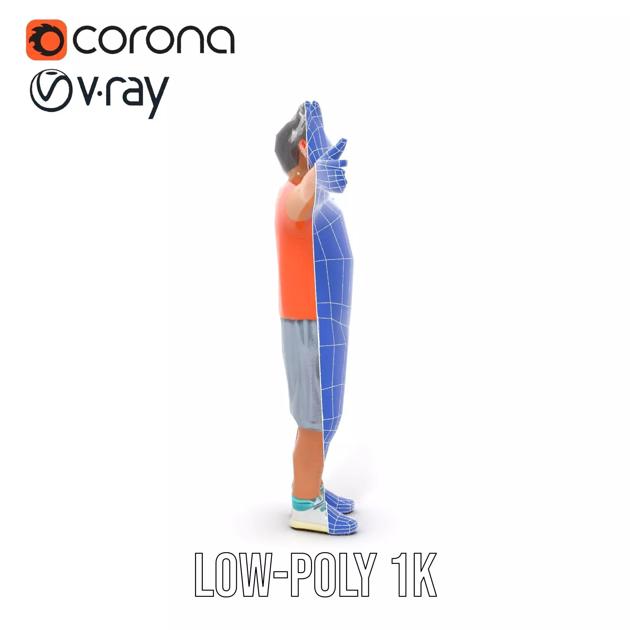 Elderly Man Character Model Pack with Fun Pose Low-poly 3D model_21