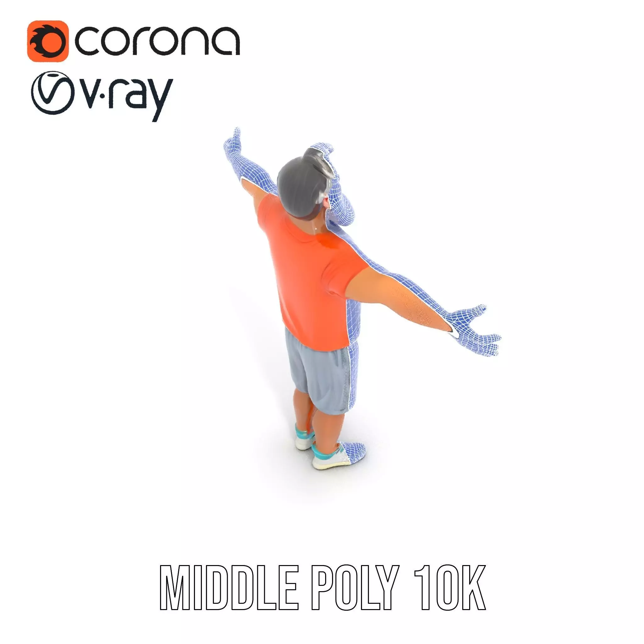 Elderly Man Character Model Pack with Fun Pose Low-poly 3D model_26