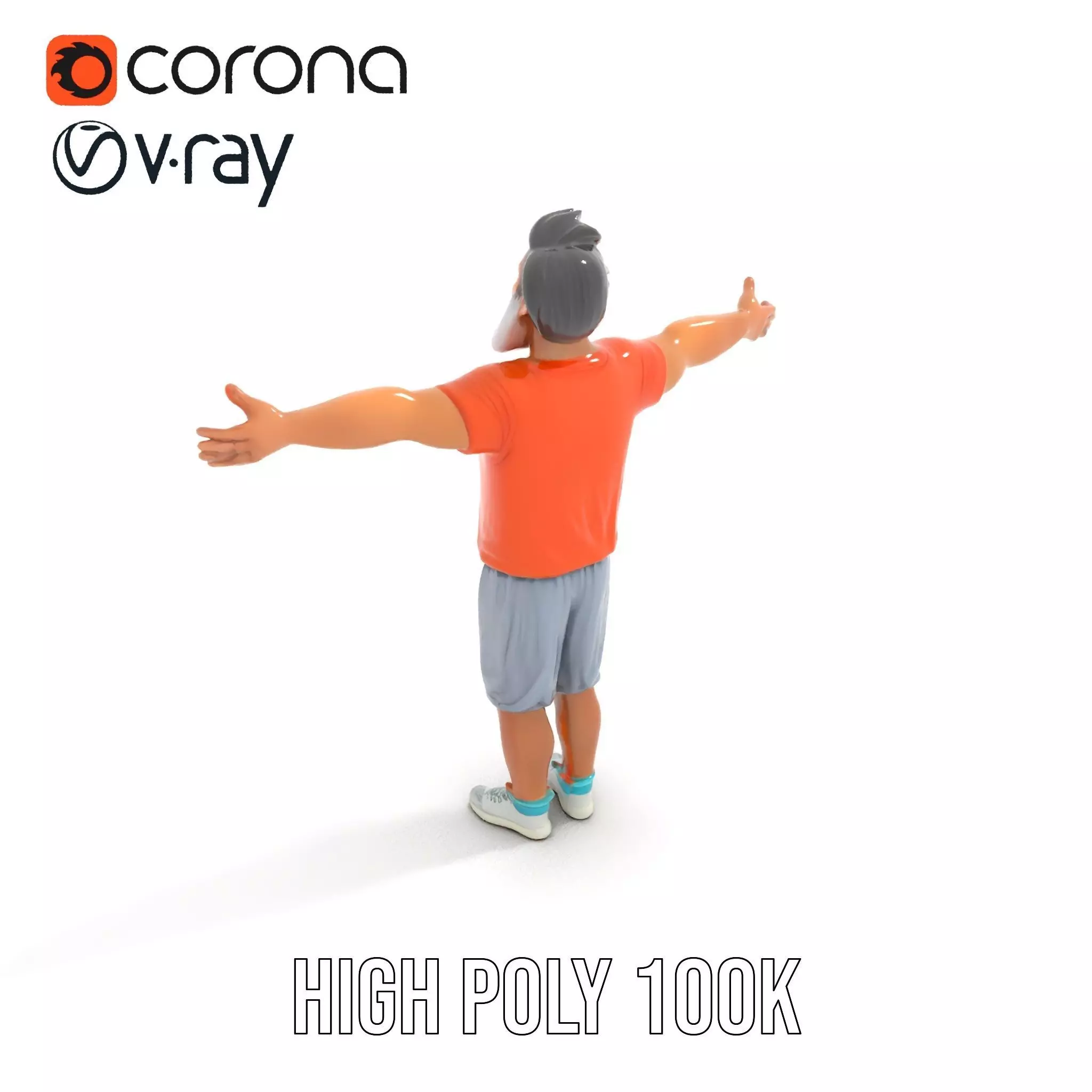 Elderly Man Character Model Pack with Fun Pose Low-poly 3D model_19