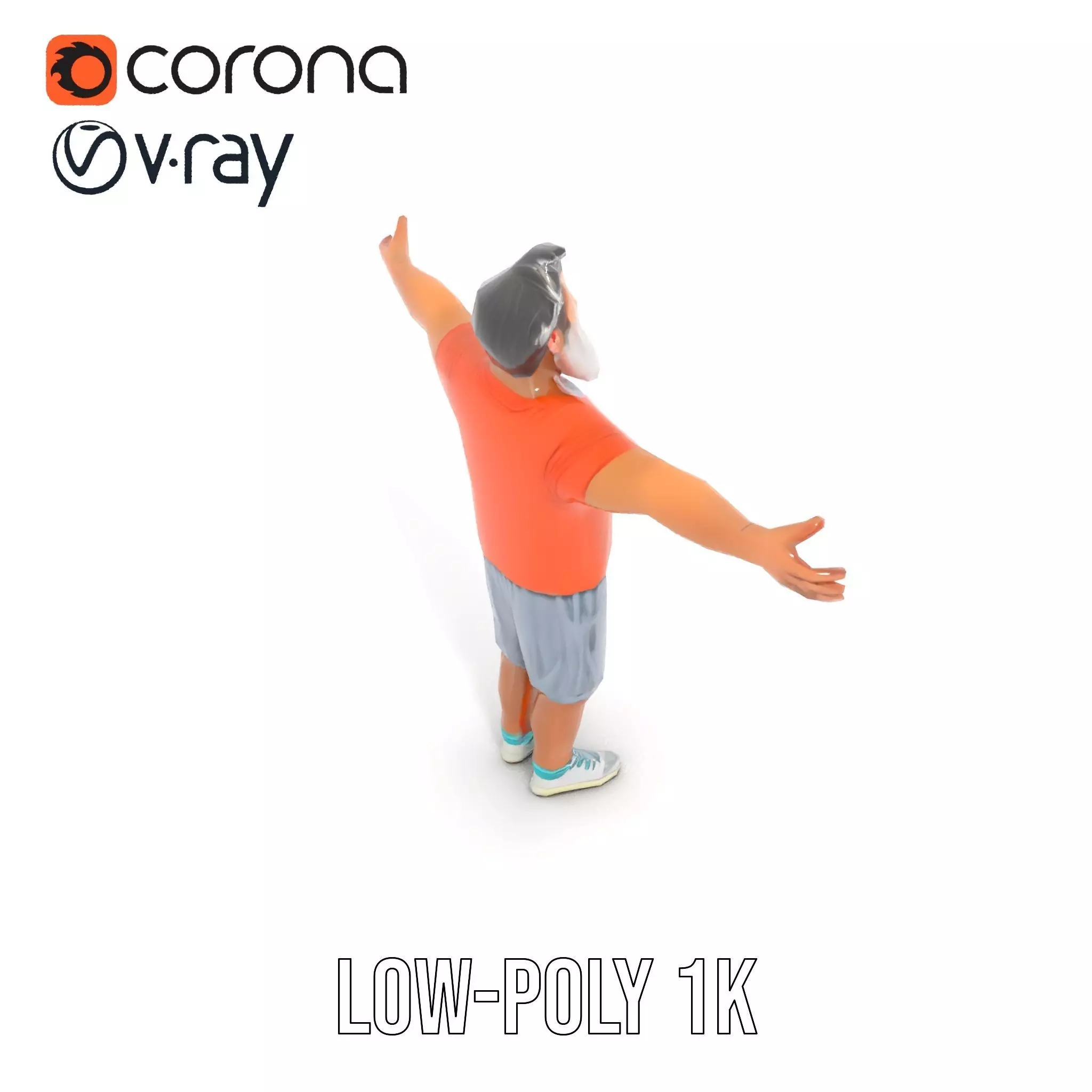 Elderly Man Character Model Pack with Fun Pose Low-poly 3D model_15