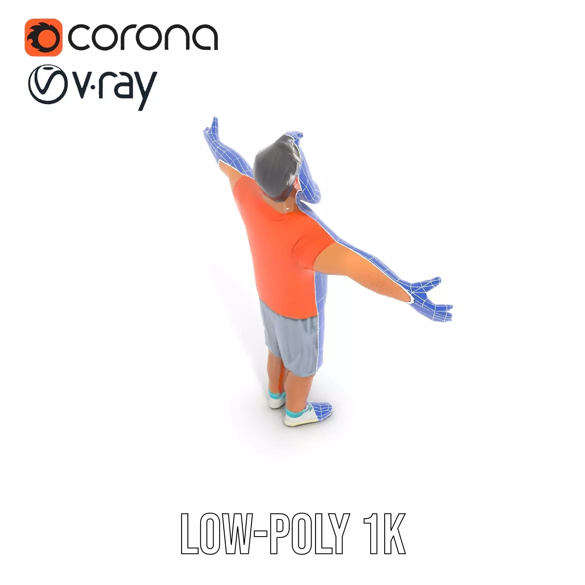 Elderly Man Character Model Pack with Fun Pose Low-poly 3D model_27