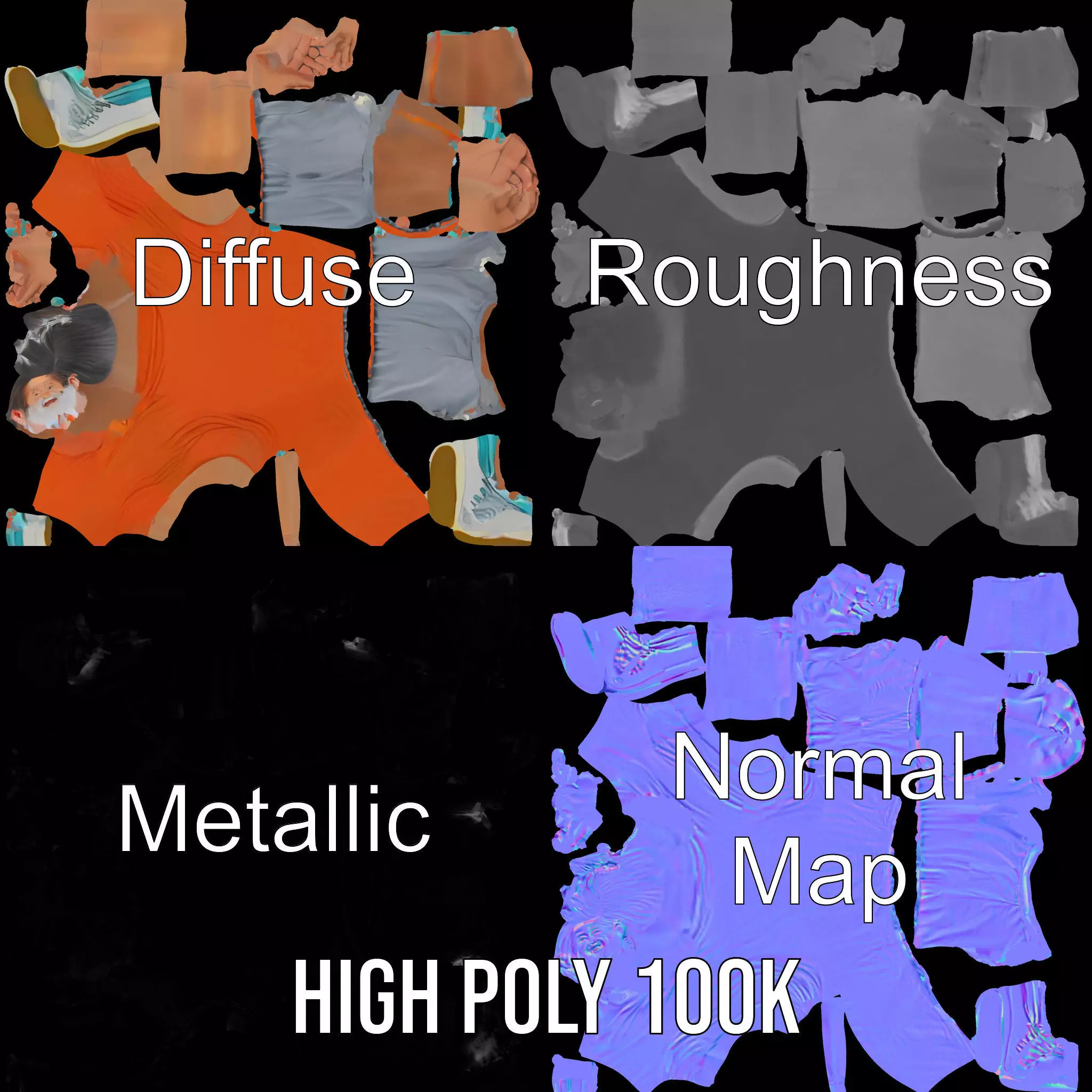 Elderly Man Character Model Pack with Fun Pose Low-poly 3D model_3