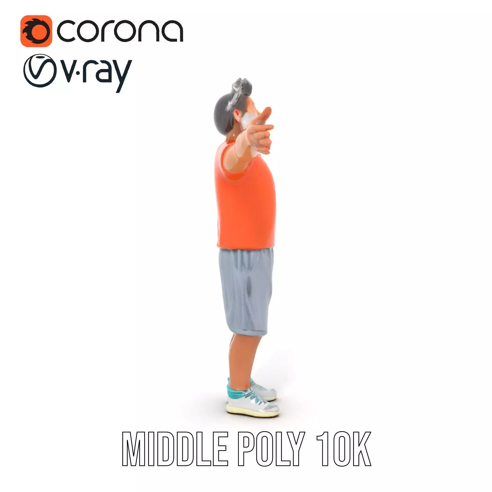 Elderly Man Character Model Pack with Fun Pose Low-poly 3D model_20