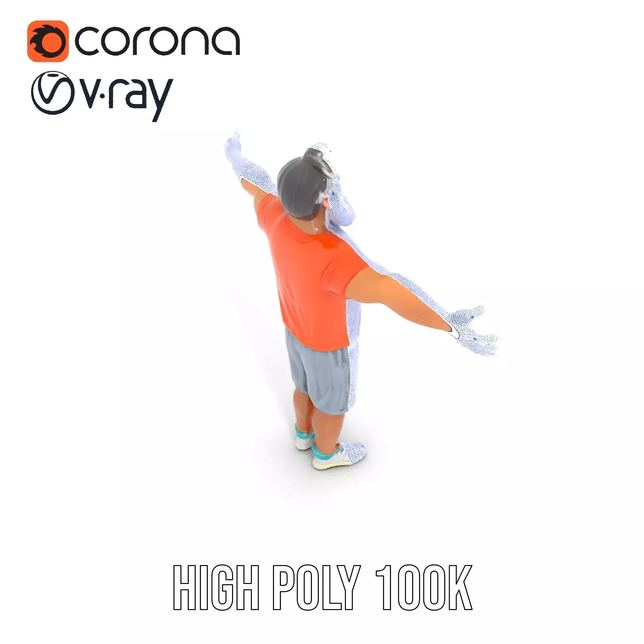 Elderly Man Character Model Pack with Fun Pose Low-poly 3D model_31