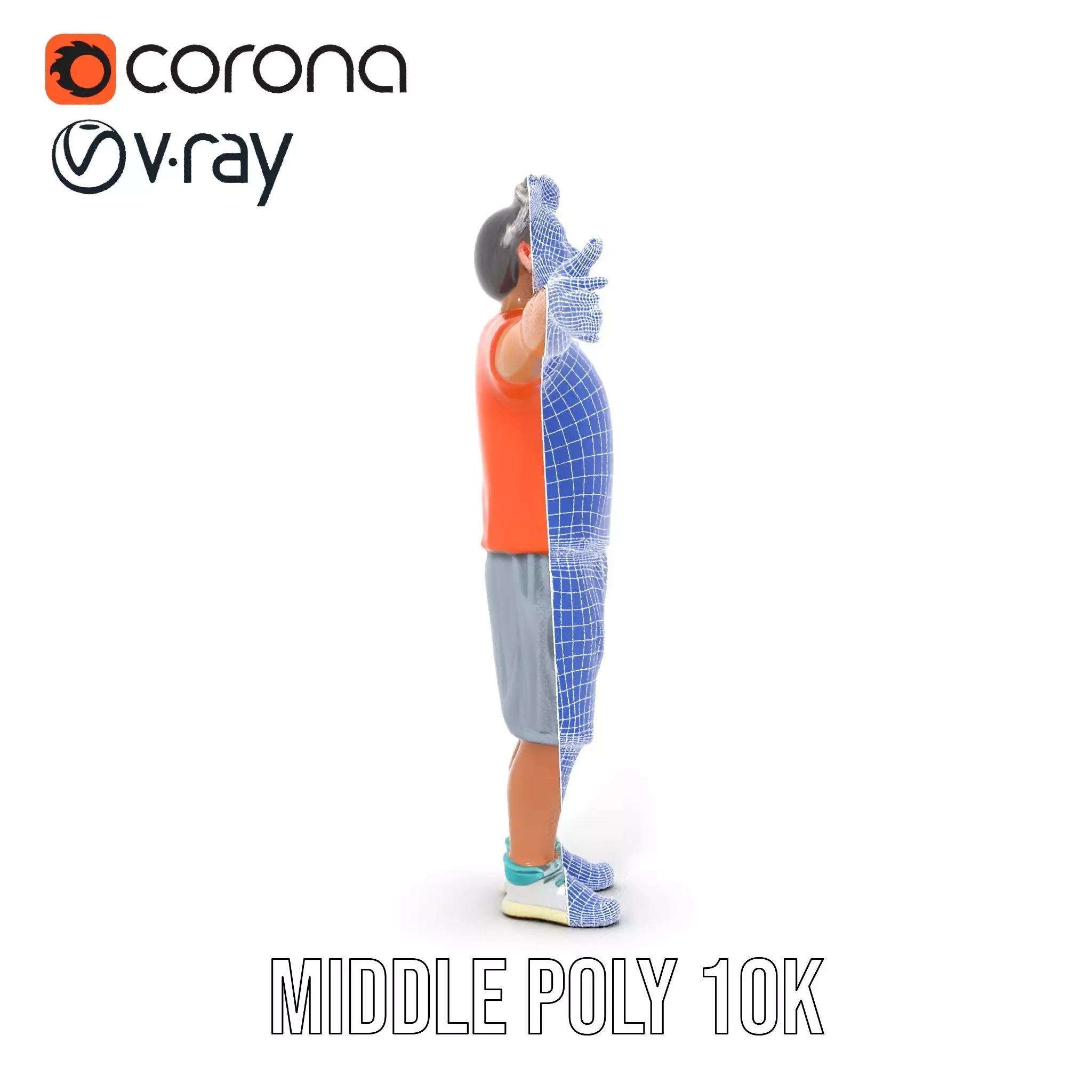 Elderly Man Character Model Pack with Fun Pose Low-poly 3D model_29