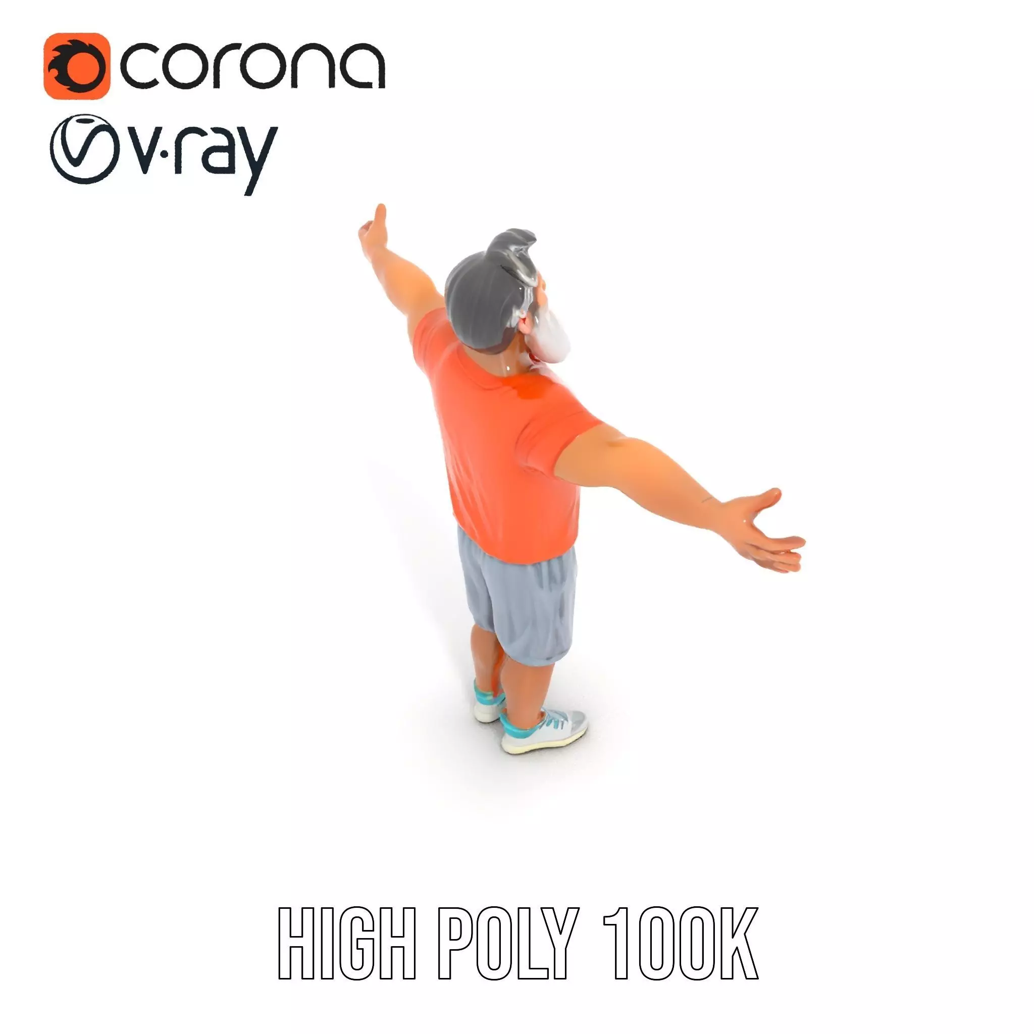 Elderly Man Character Model Pack with Fun Pose Low-poly 3D model_16