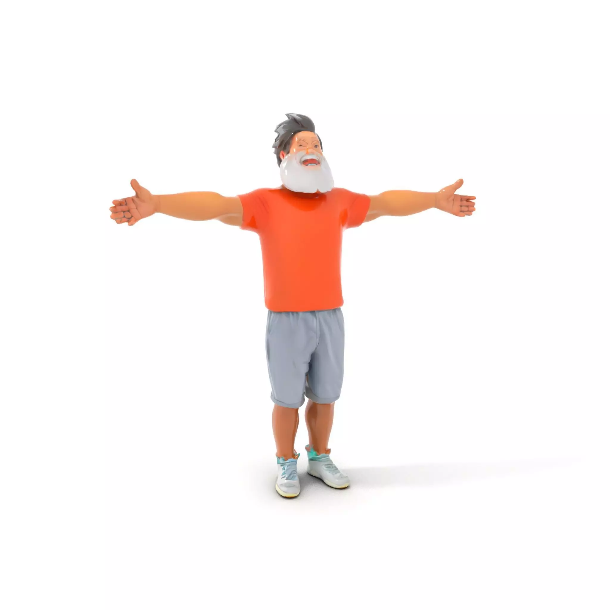 Elderly Man Character Model Pack with Fun Pose Low-poly 3D model_0