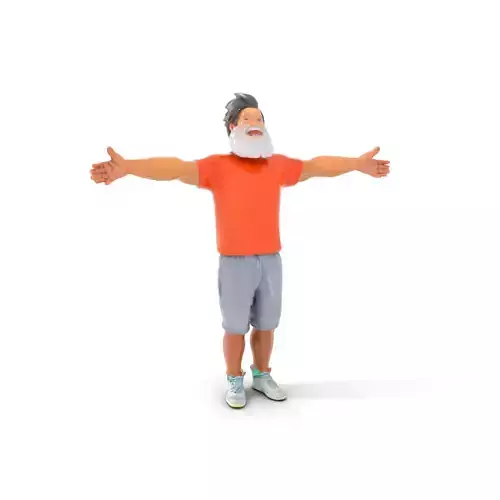 Elderly Man Character Model Pack with Fun Pose Low-poly 3D model